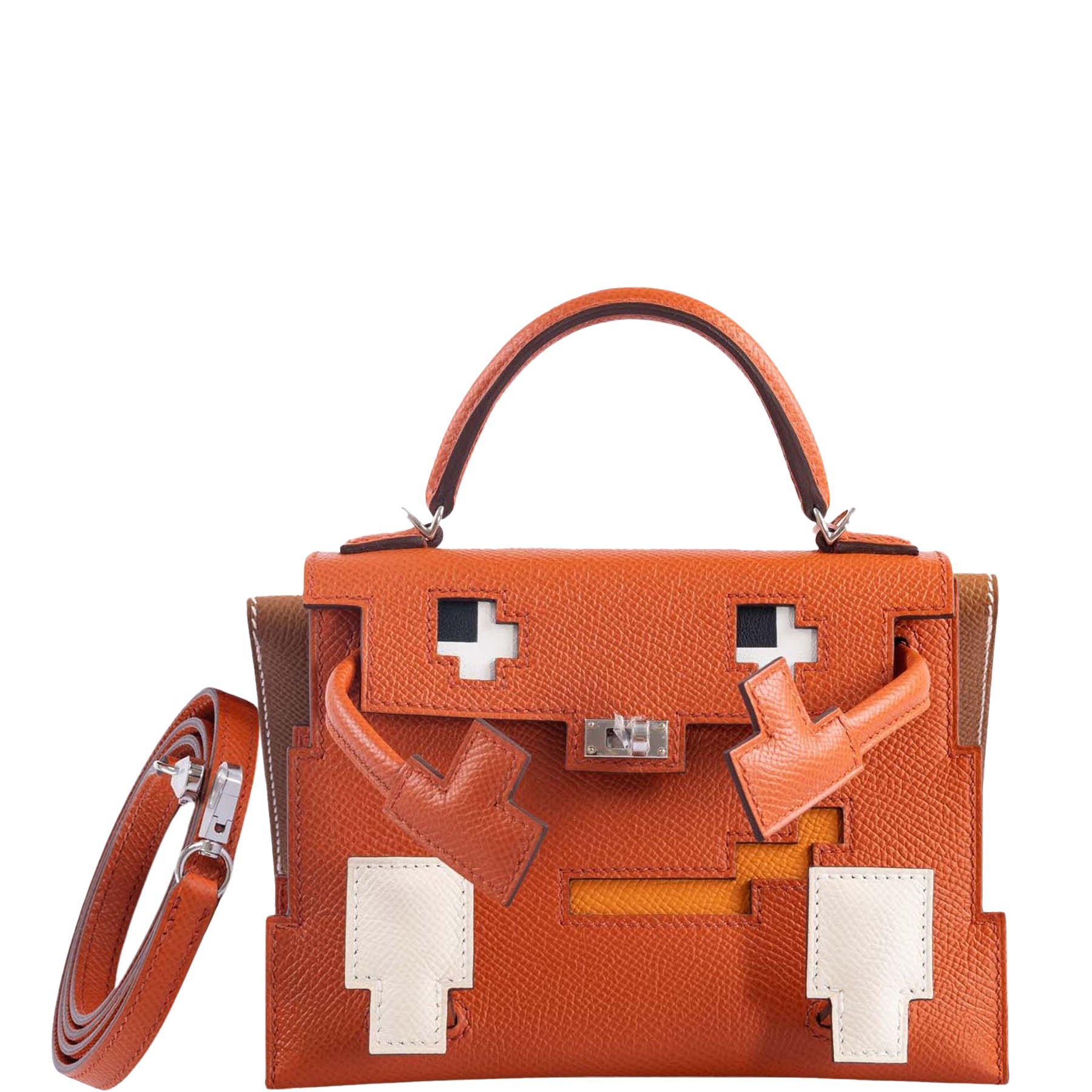 Hermès Kelly Doll "Picto" Quelle Idole Terre Battue, Nata, Abricot & Gold Epsom Palladium Hardware