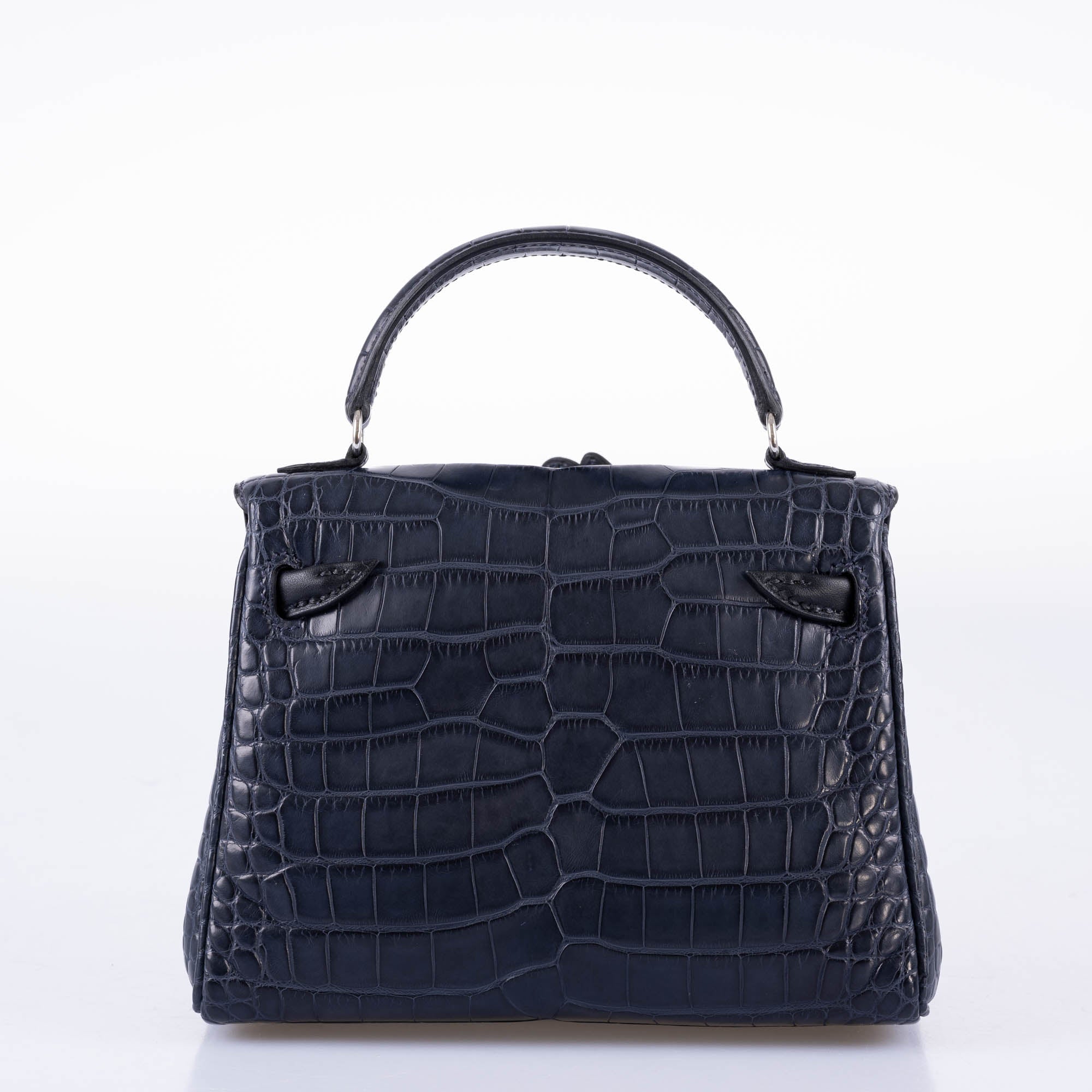 Hermès Kelly Doll Quelle Idole Bleu Nuit Matte Alligator / Black Swift Palladium Hardware