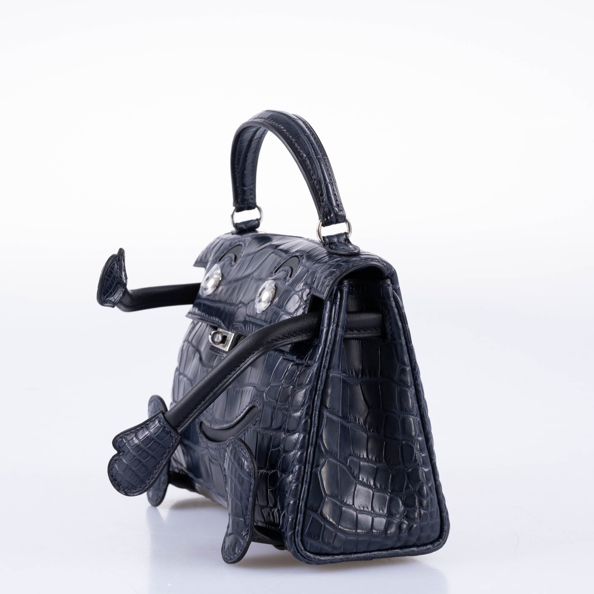 Hermès Kelly Doll Quelle Idole Matte Bleu Nuit Alligator and Black Swift Palladium Hardware