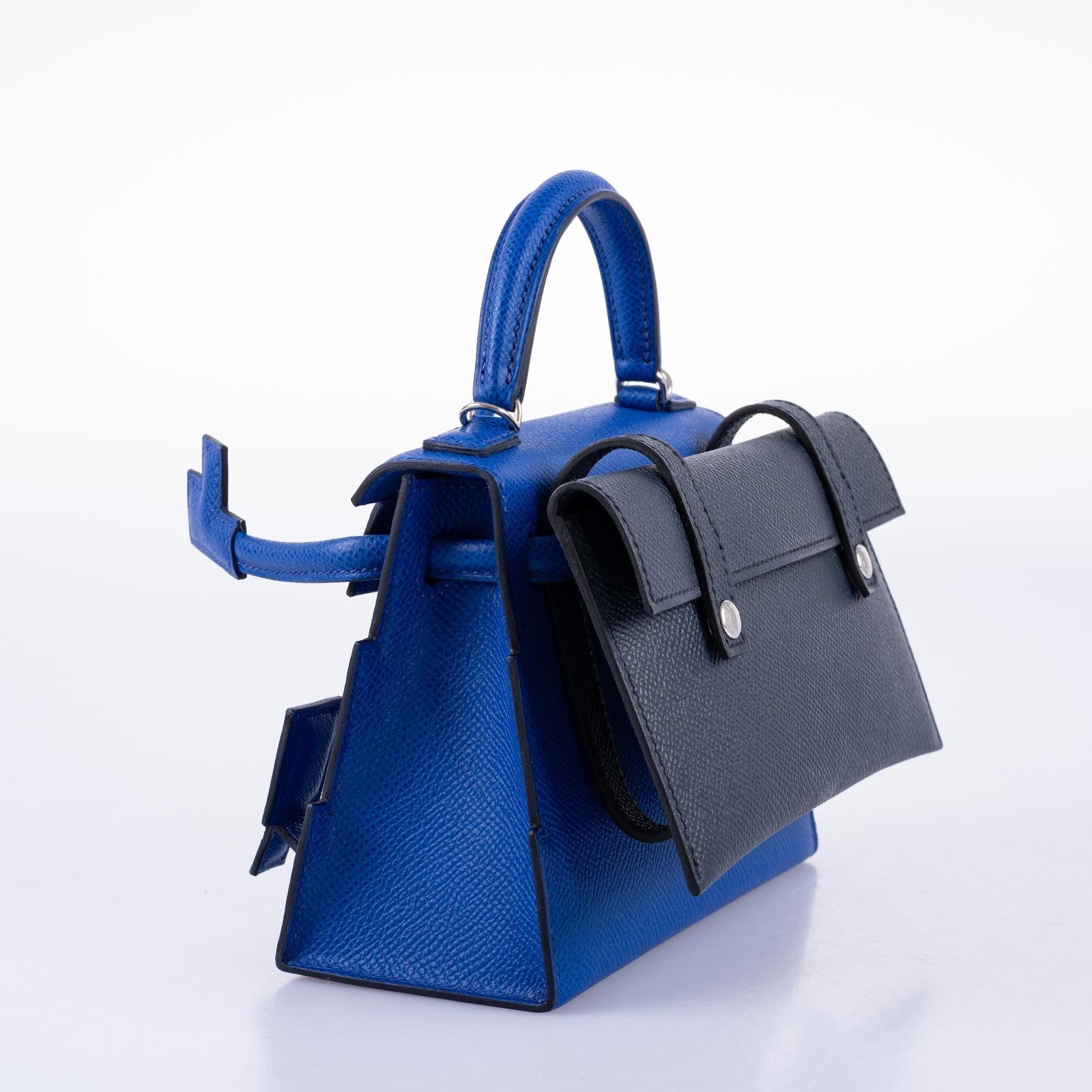Hermès Kelly Doll Quelle Idole Picto Blue Royale, Nata, Gold Epsom with Palladium Hardware