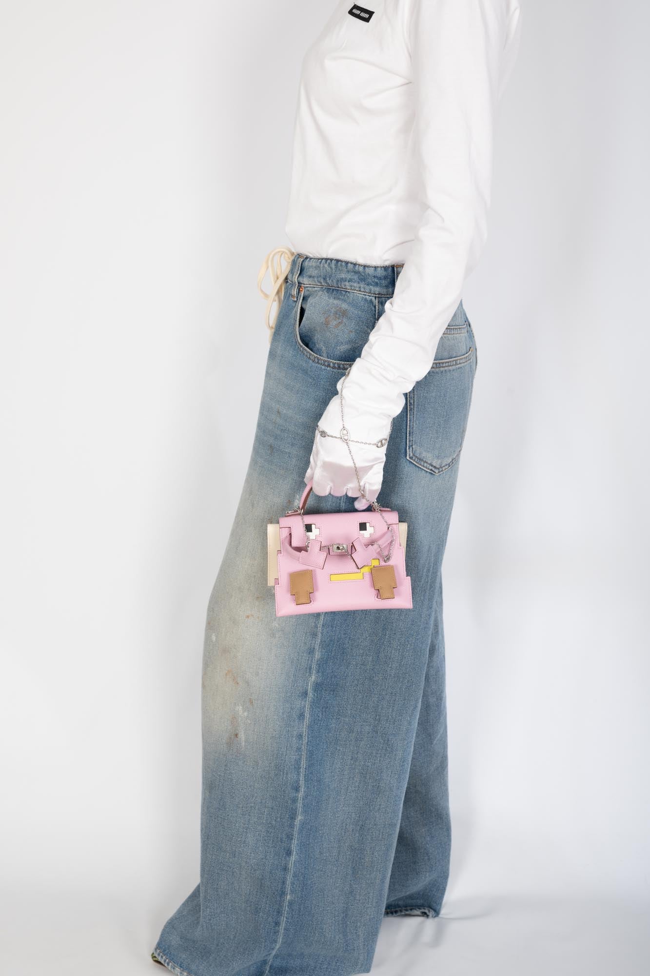 Hermès Kelly Doll Quelle Idole Picto Mauve Sylvestre Epsom Palladium Hardware