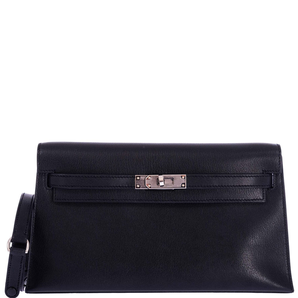 Hermès Kelly Élan Noir Chèvre Mysore Palladium Hardware
