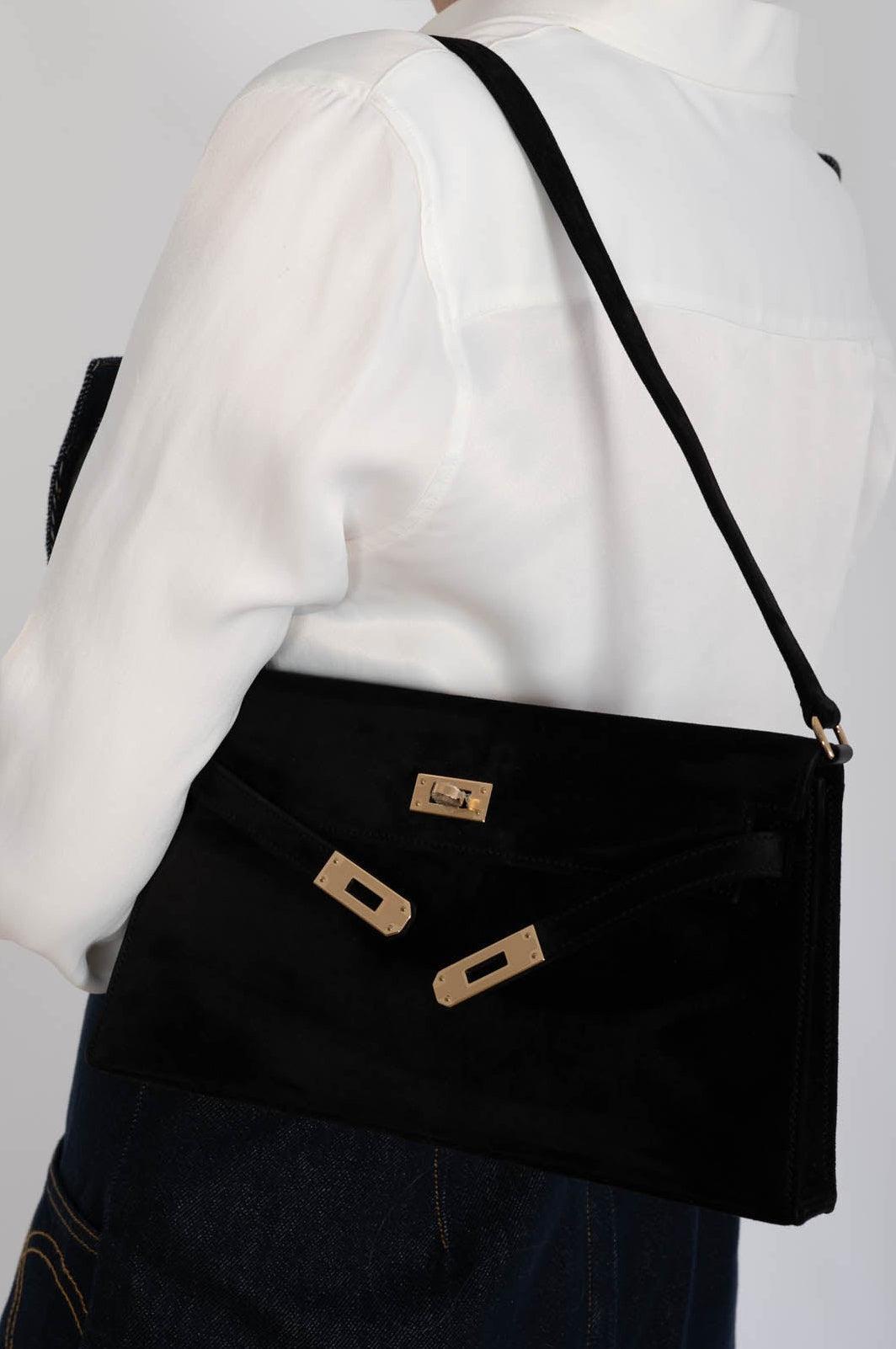 Hermès Kelly Elan Noir Veau Doblis Permabrass Hardware