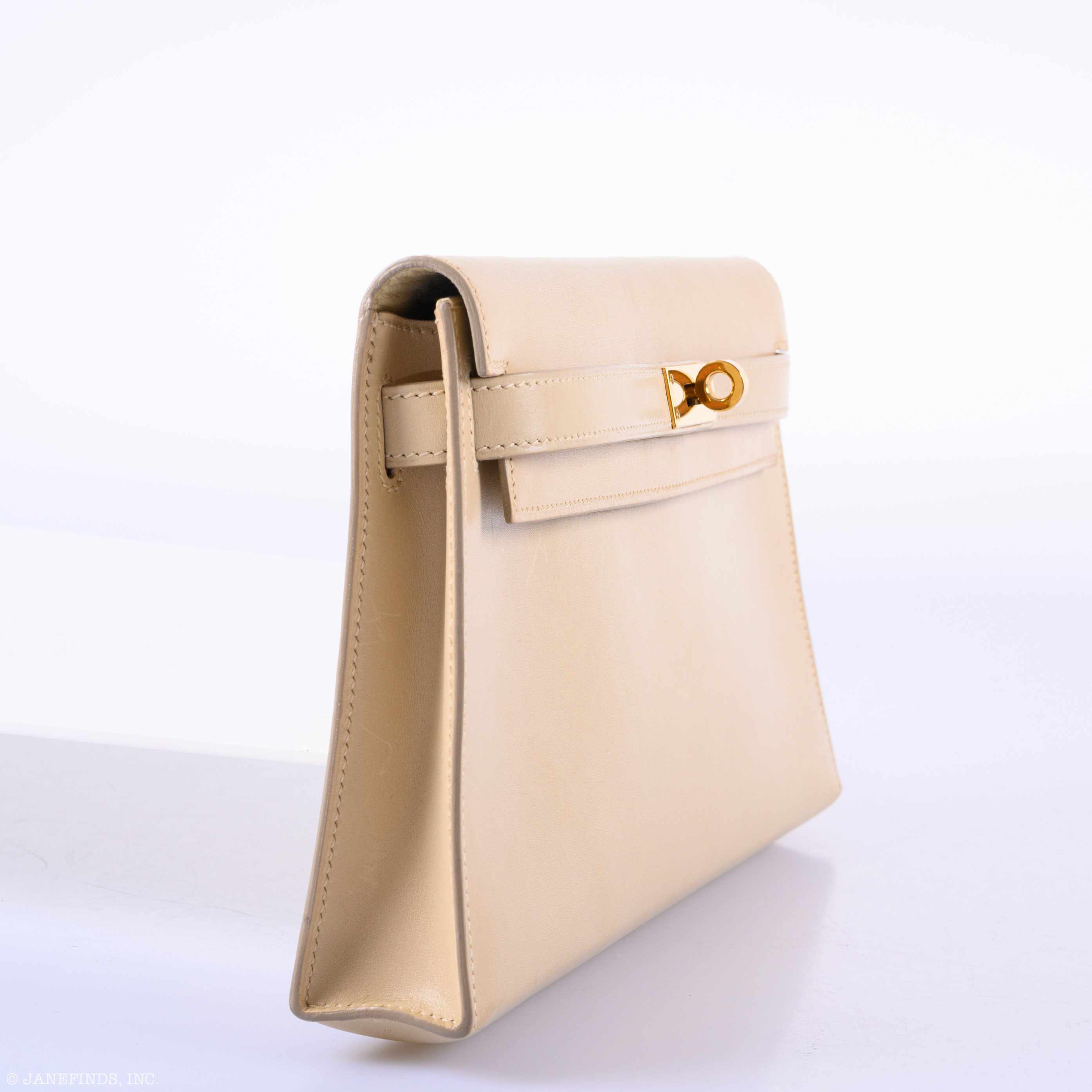 Hermès Kelly Elan Parchemin Calfbox Leather Gold Hardware