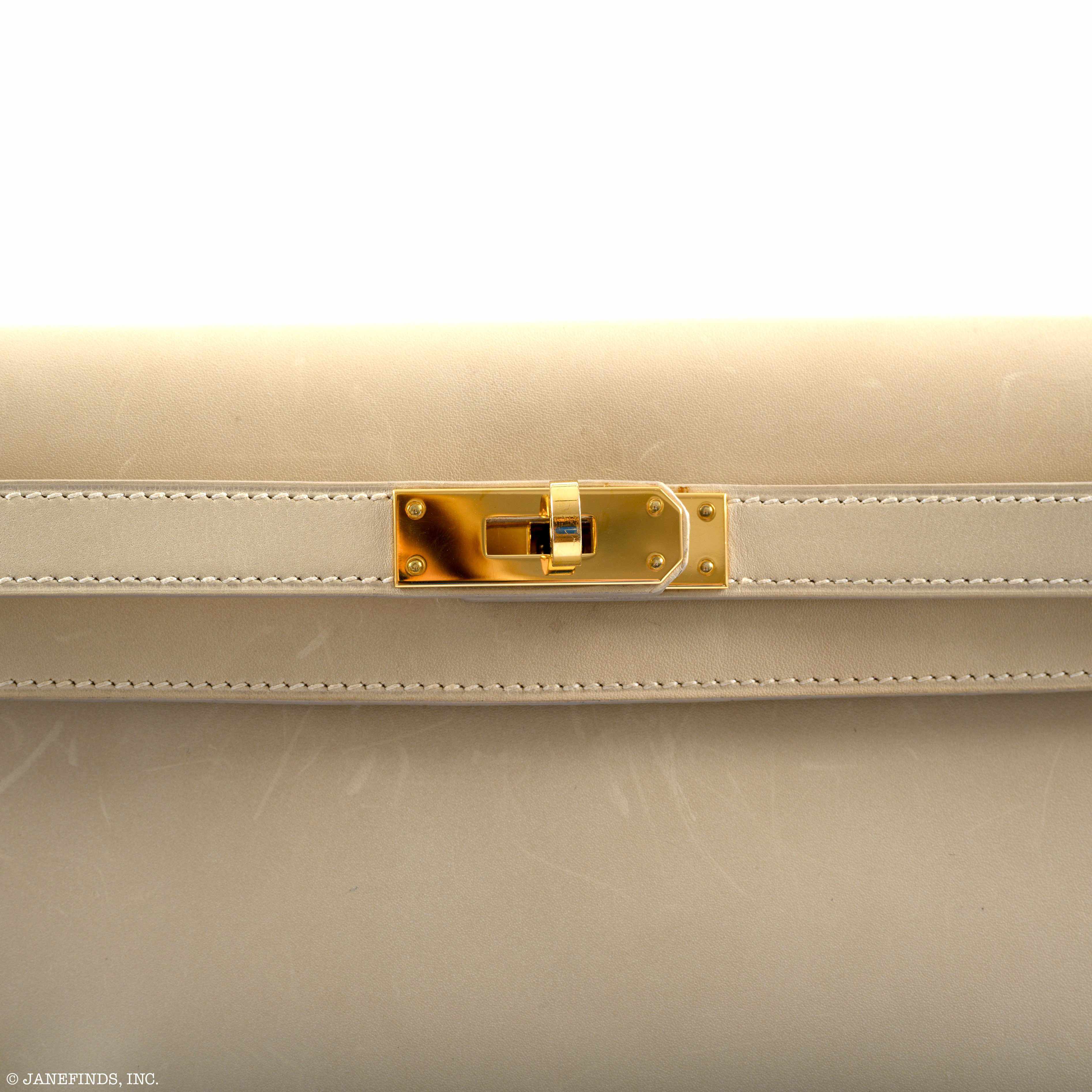 Hermès Kelly Elan Parchemin Calfbox Leather Gold Hardware