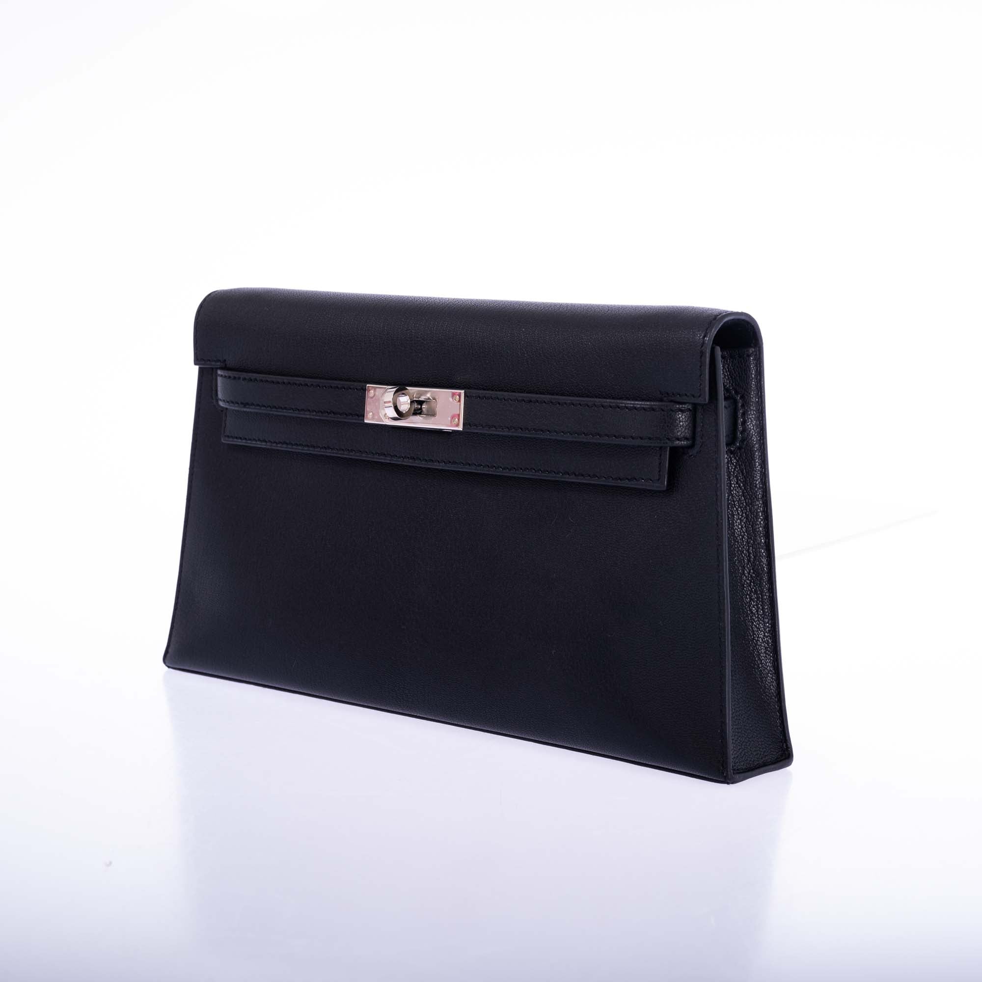 Hermès Kelly Elan Sellier Black Chevré leather with Palladium Hardware