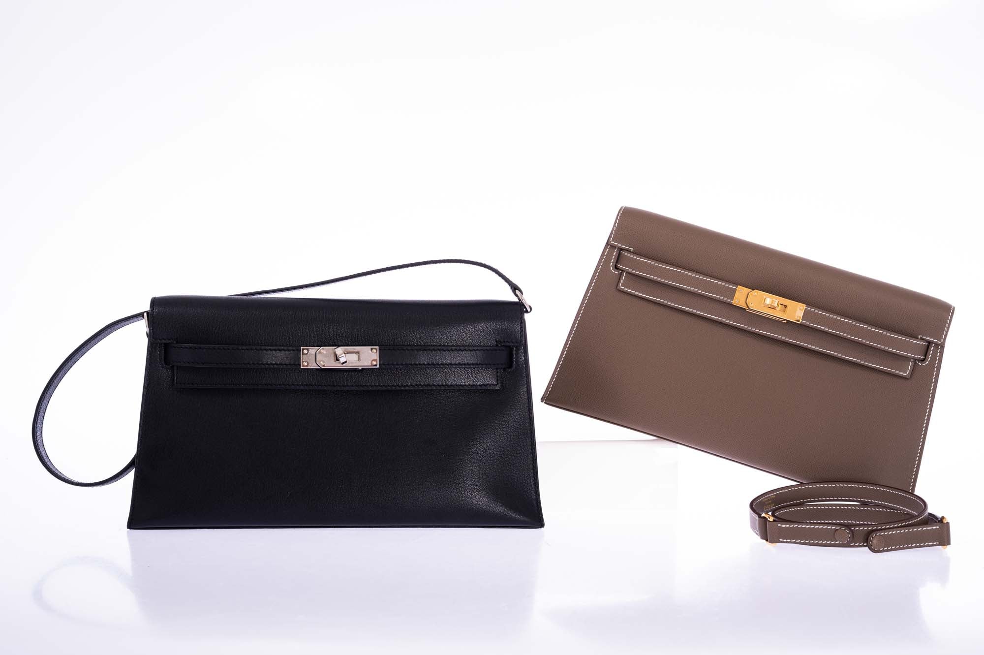 Hermès Kelly Elan Sellier Black Chevré leather with Palladium Hardware