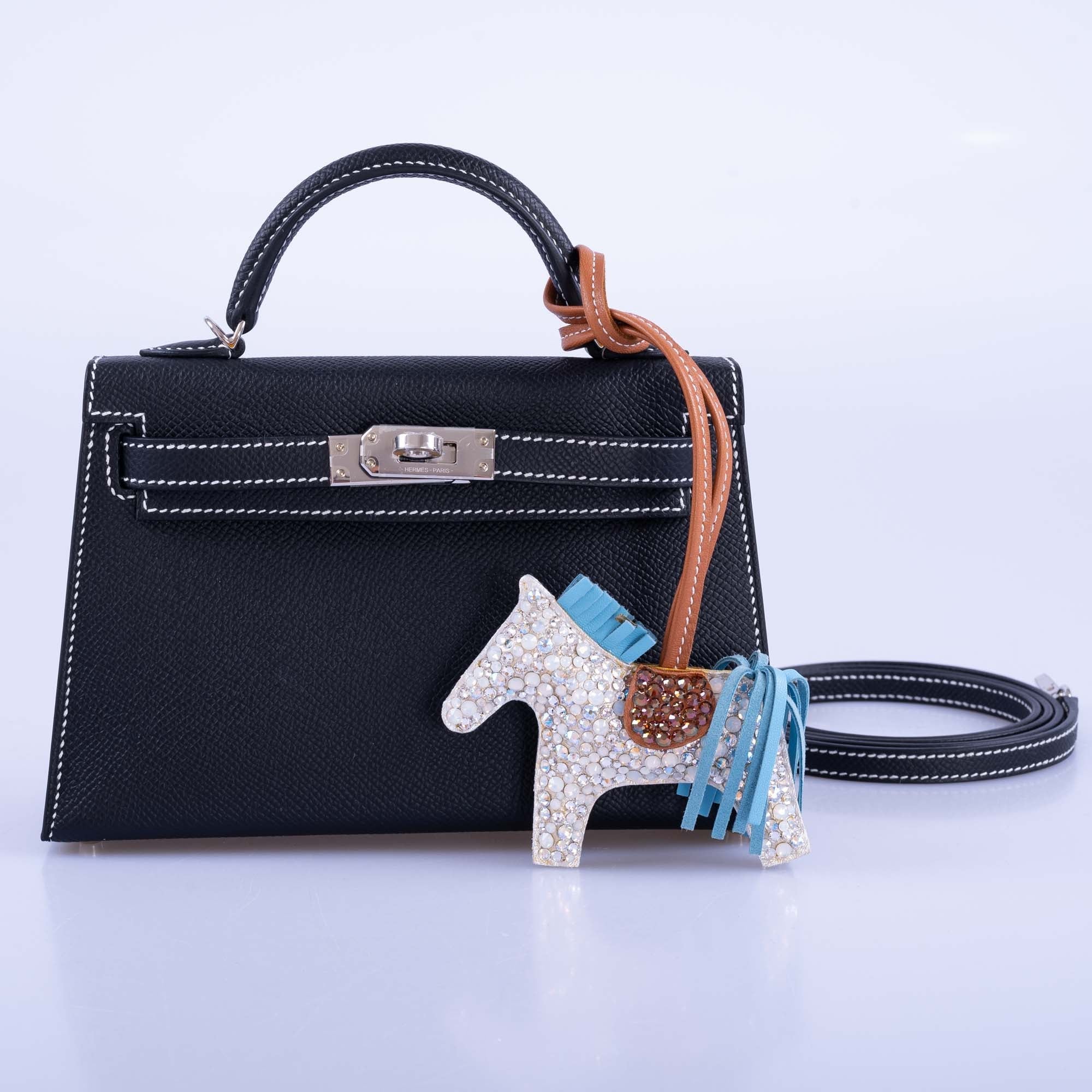 Hermès Kelly HSS Mini 20 Sellier Black Epsom, Gris Perle Interior and Stitching Palladium Hardware