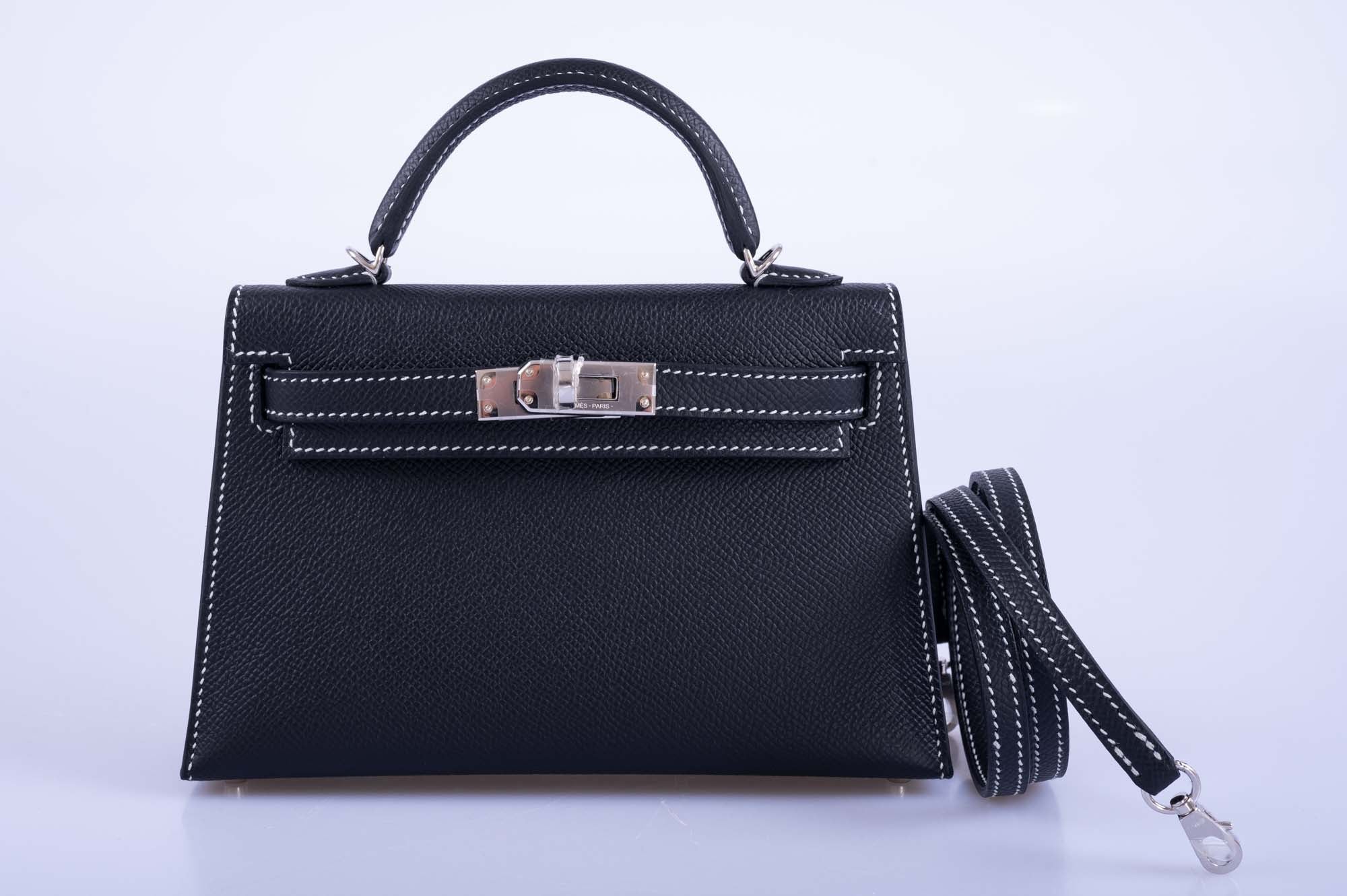 Hermès Kelly HSS Mini 20 Sellier Black Epsom, Gris Perle Interior and Stitching Palladium Hardware