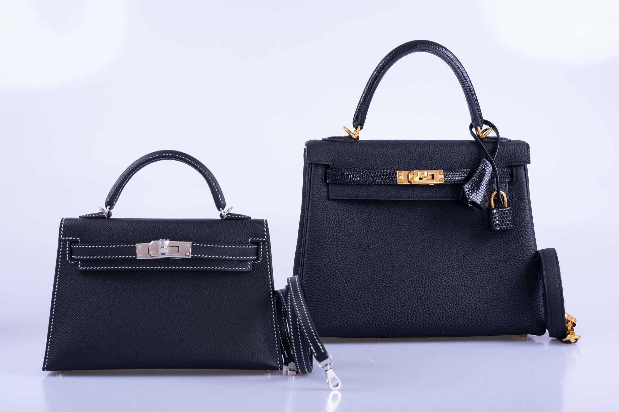 Hermès Kelly HSS Mini 20 Sellier Black Epsom, Gris Perle Interior and Stitching Palladium Hardware