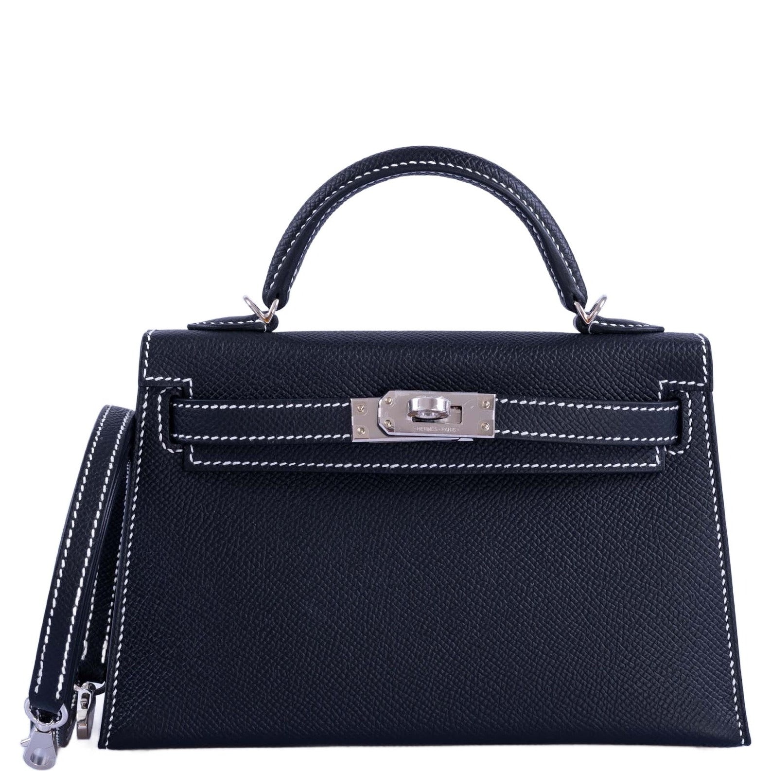 Hermès Kelly HSS Mini 20 Sellier Black Epsom, Gris Perle Interior and Stitching Palladium Hardware