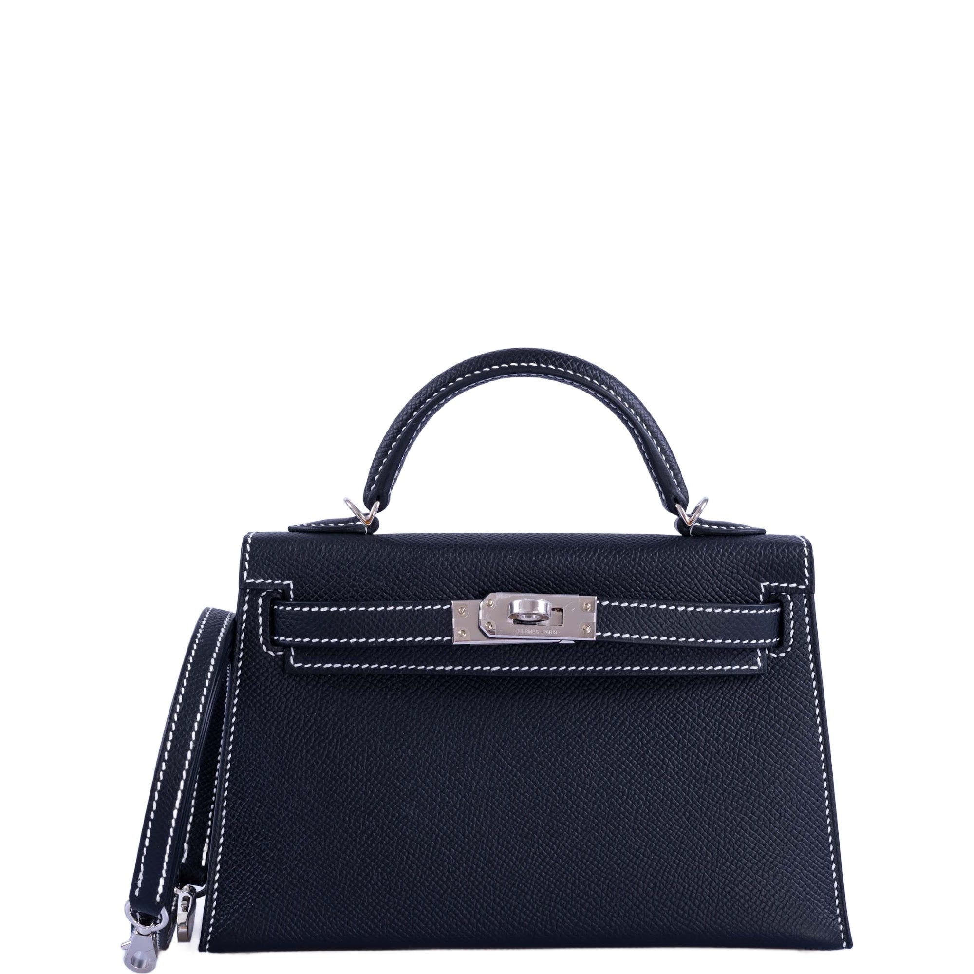 Hermès Kelly HSS Mini 20 Sellier Black Epsom, Gris Perle Interior and Stitching Palladium Hardware