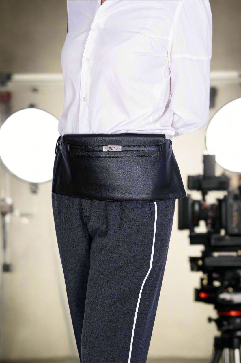 Hermès Kelly JPG Runway Belt Fanny Pack Black Swift Palladium Hardware