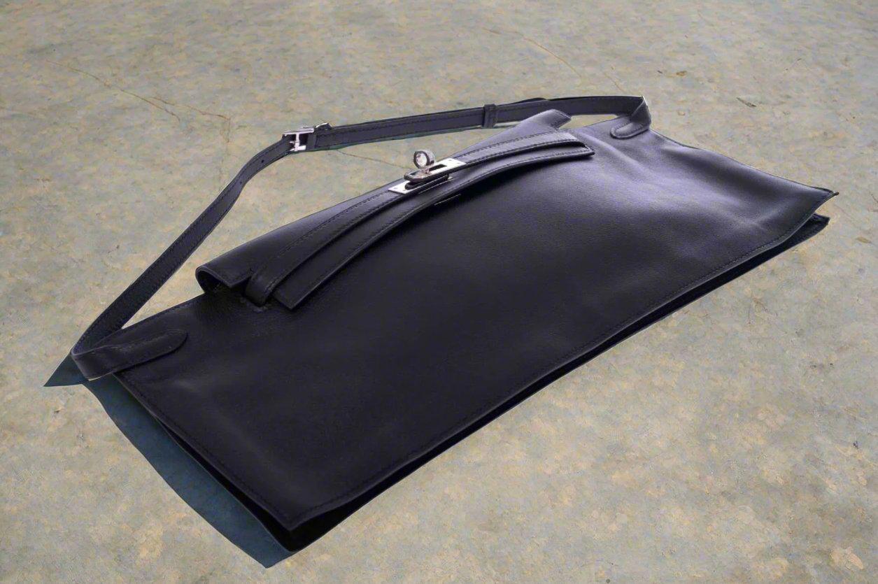 Hermès Kelly JPG Runway Belt Fanny Pack Black Swift Palladium Hardware
