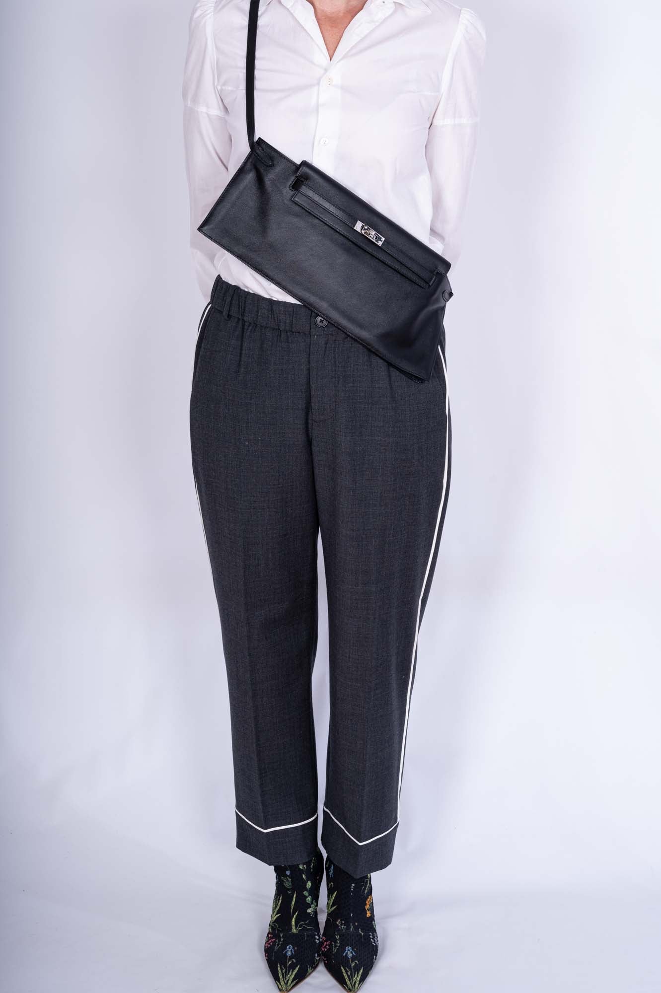 Hermès Kelly JPG Runway Belt Fanny Pack Black Swift Palladium Hardware