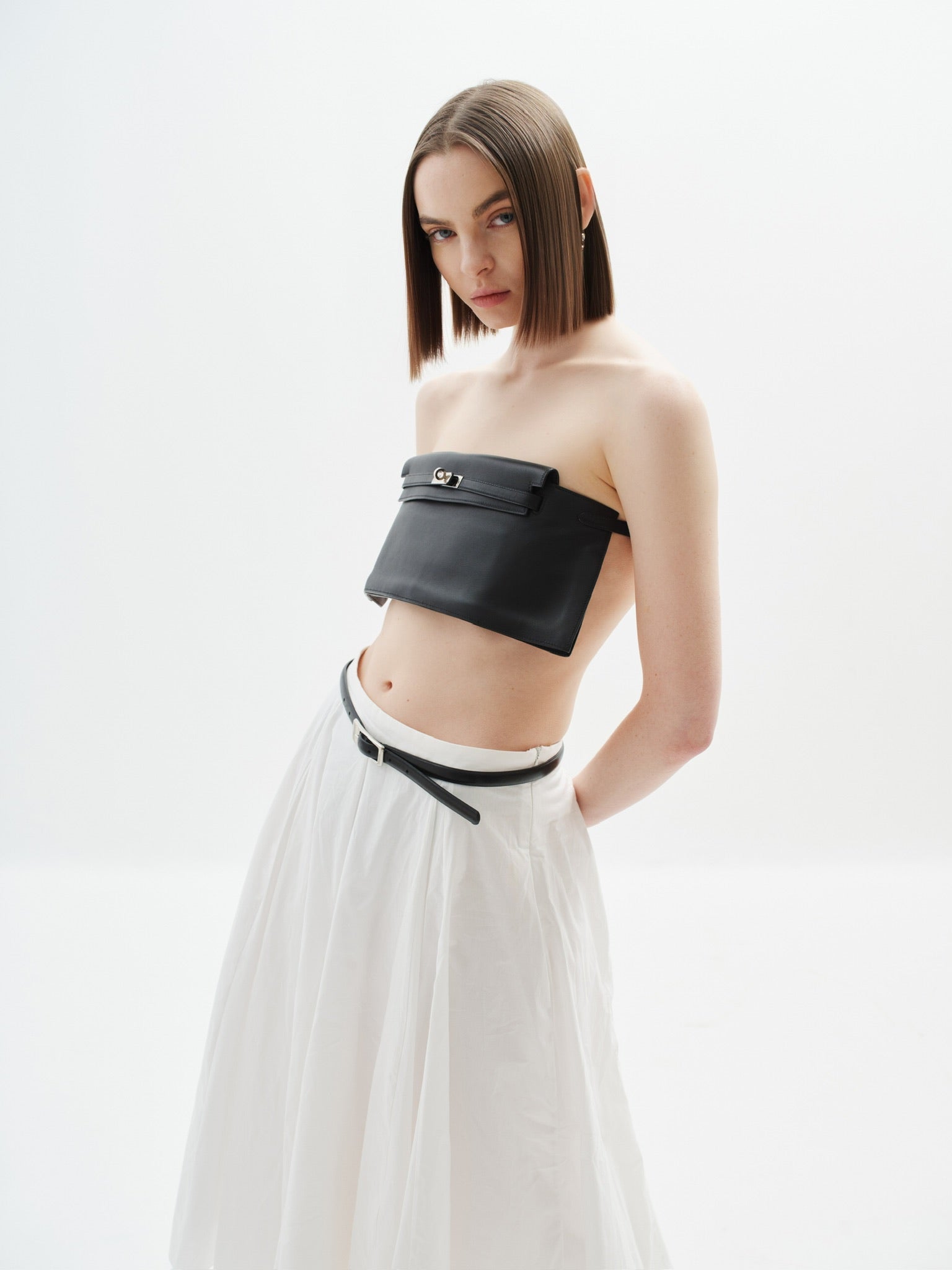 Hermès Kelly JPG Runway Belt Fanny Pack Black Swift Palladium Hardware