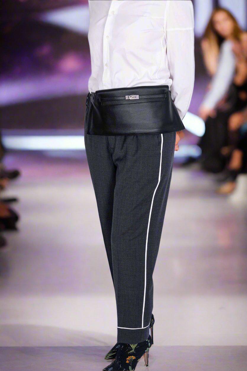 Hermès Kelly JPG Runway Belt Fanny Pack Black Swift Palladium Hardware