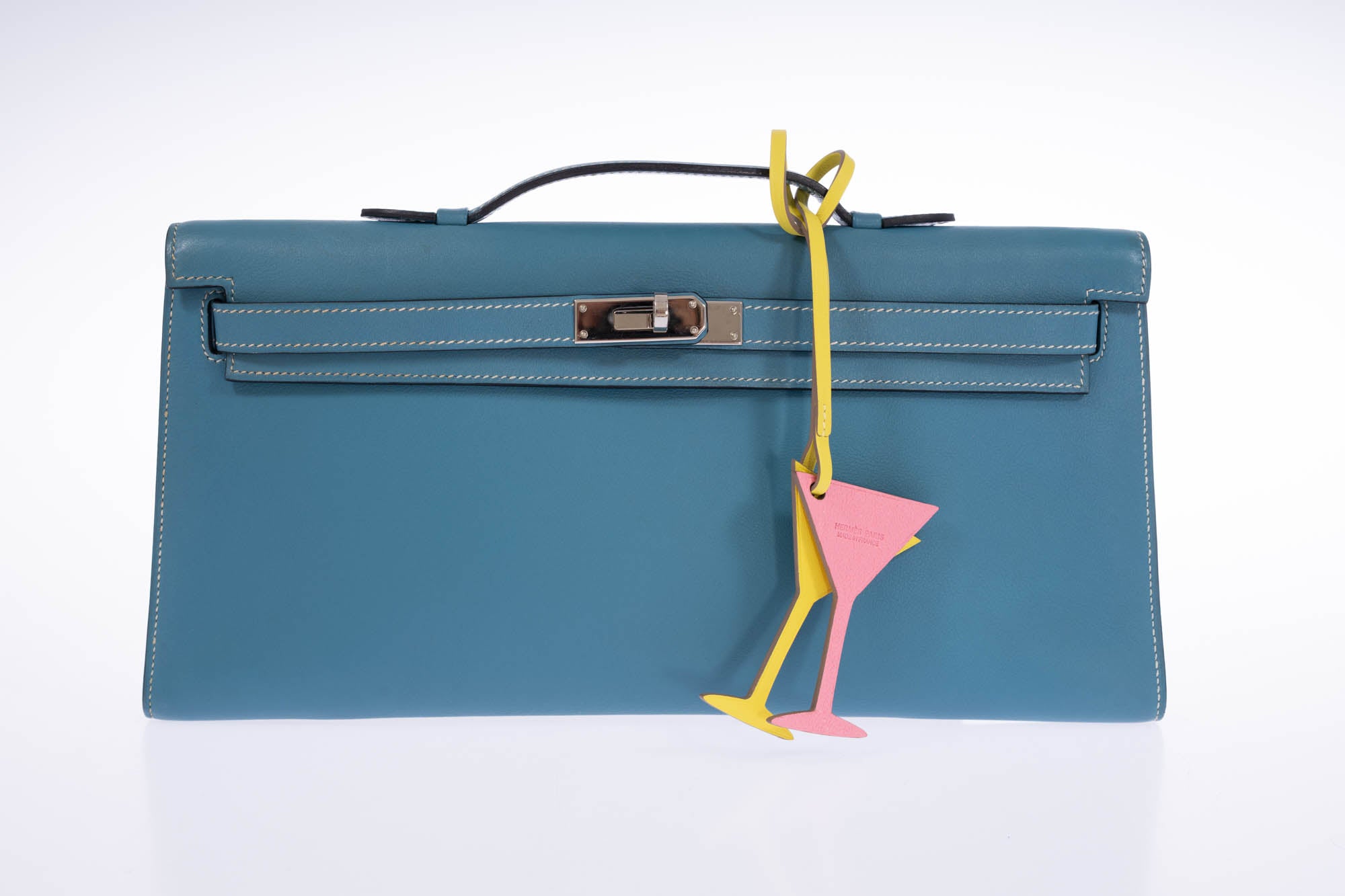 Hermès Kelly Longue Blue Jean Evergrain Palladium Hardware