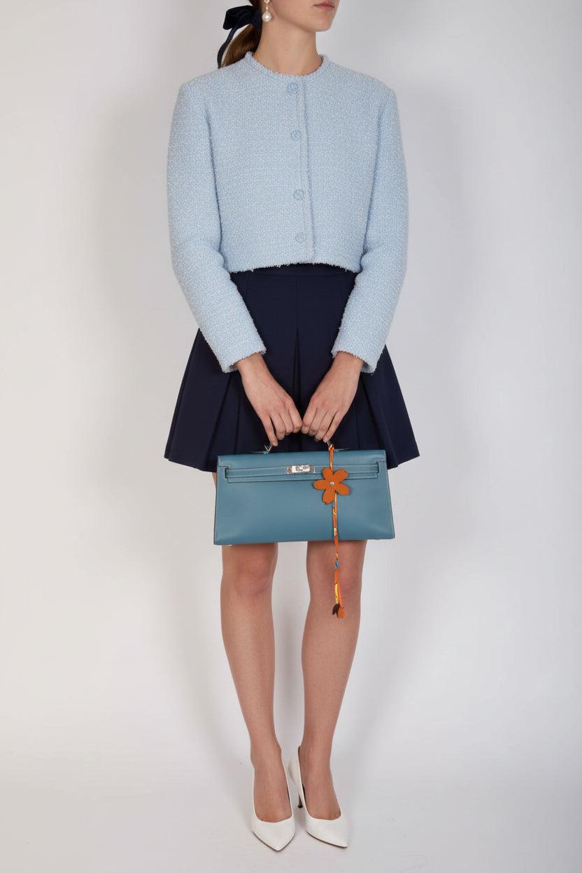 Hermès Kelly Longue Bleu Jean Evergrain Palladium Hardware
