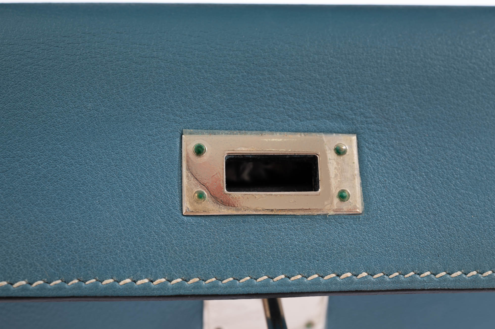 Hermès Kelly Longue Blue Jean Evergrain Palladium Hardware