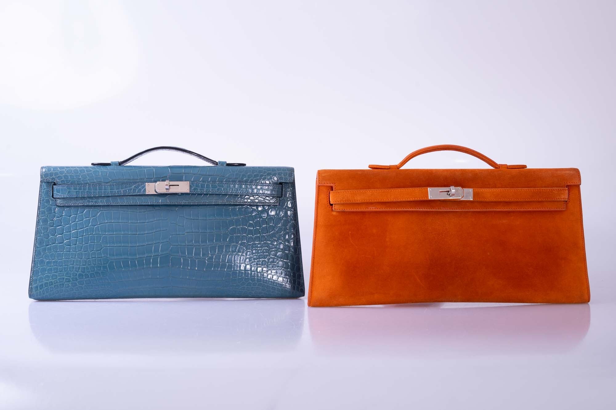 Hermès Kelly Longue Orange Suede Palladium Hardware