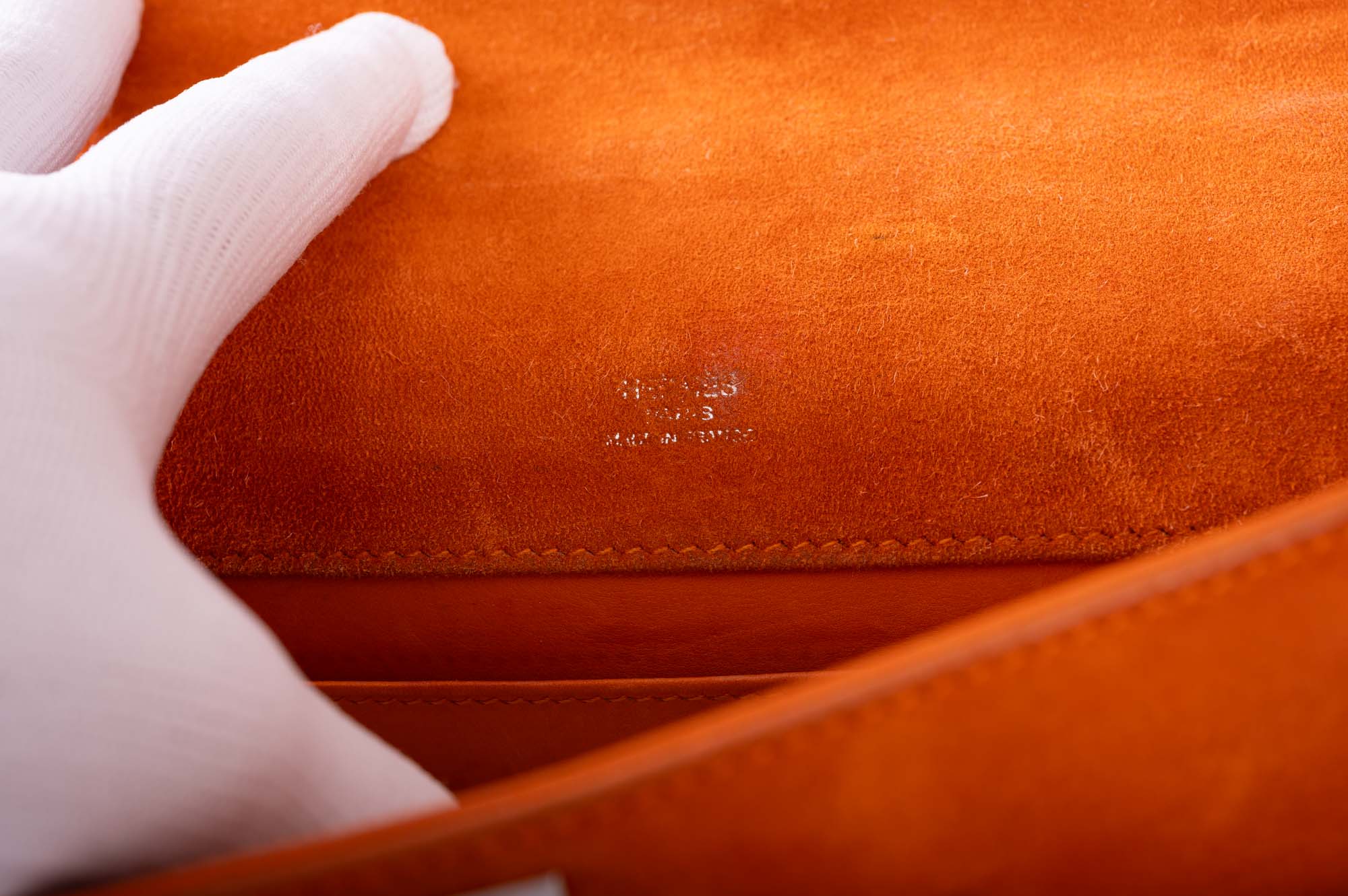 Hermès Kelly Longue Orange Suede Palladium Hardware