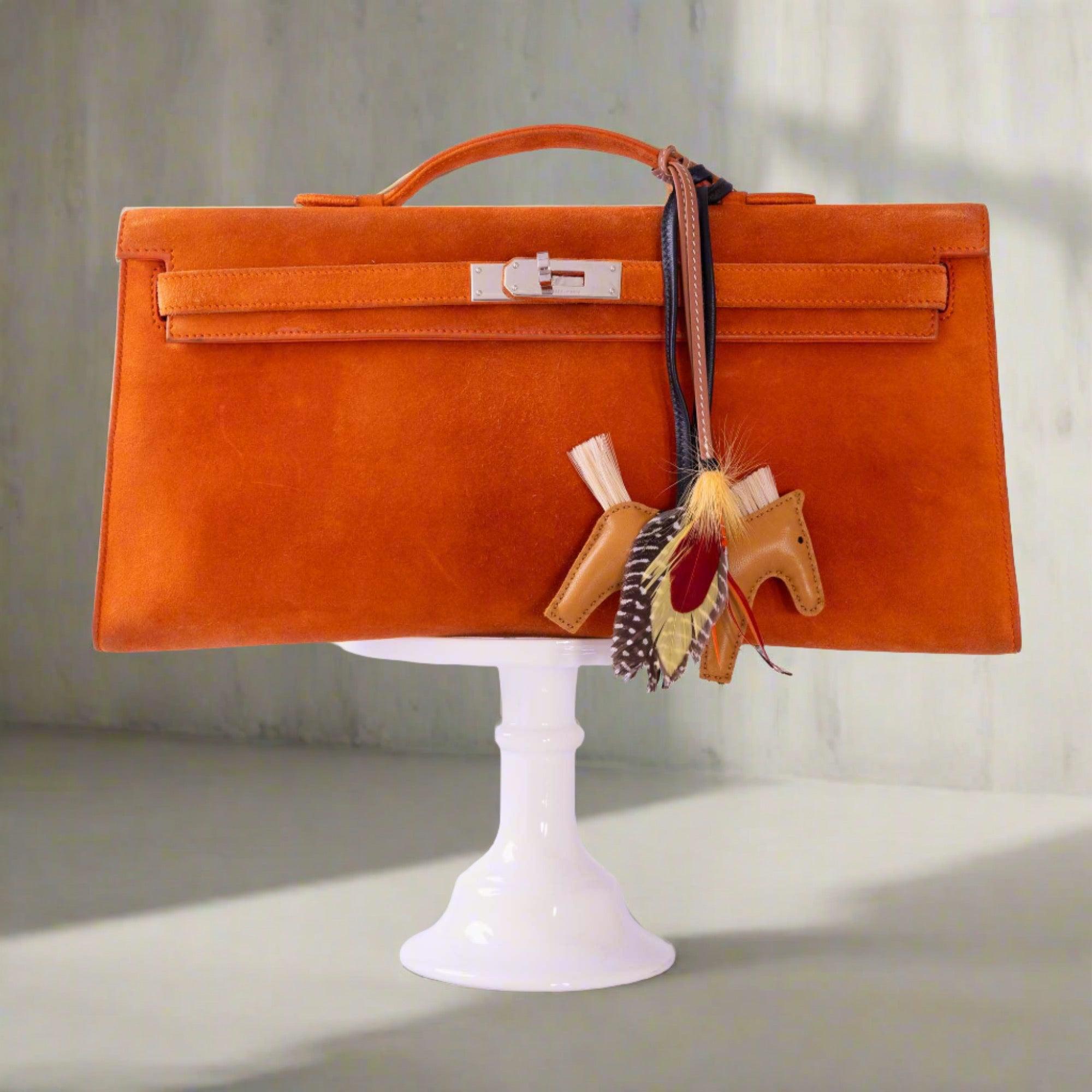 Hermès Kelly Longue Orange Suede Palladium Hardware