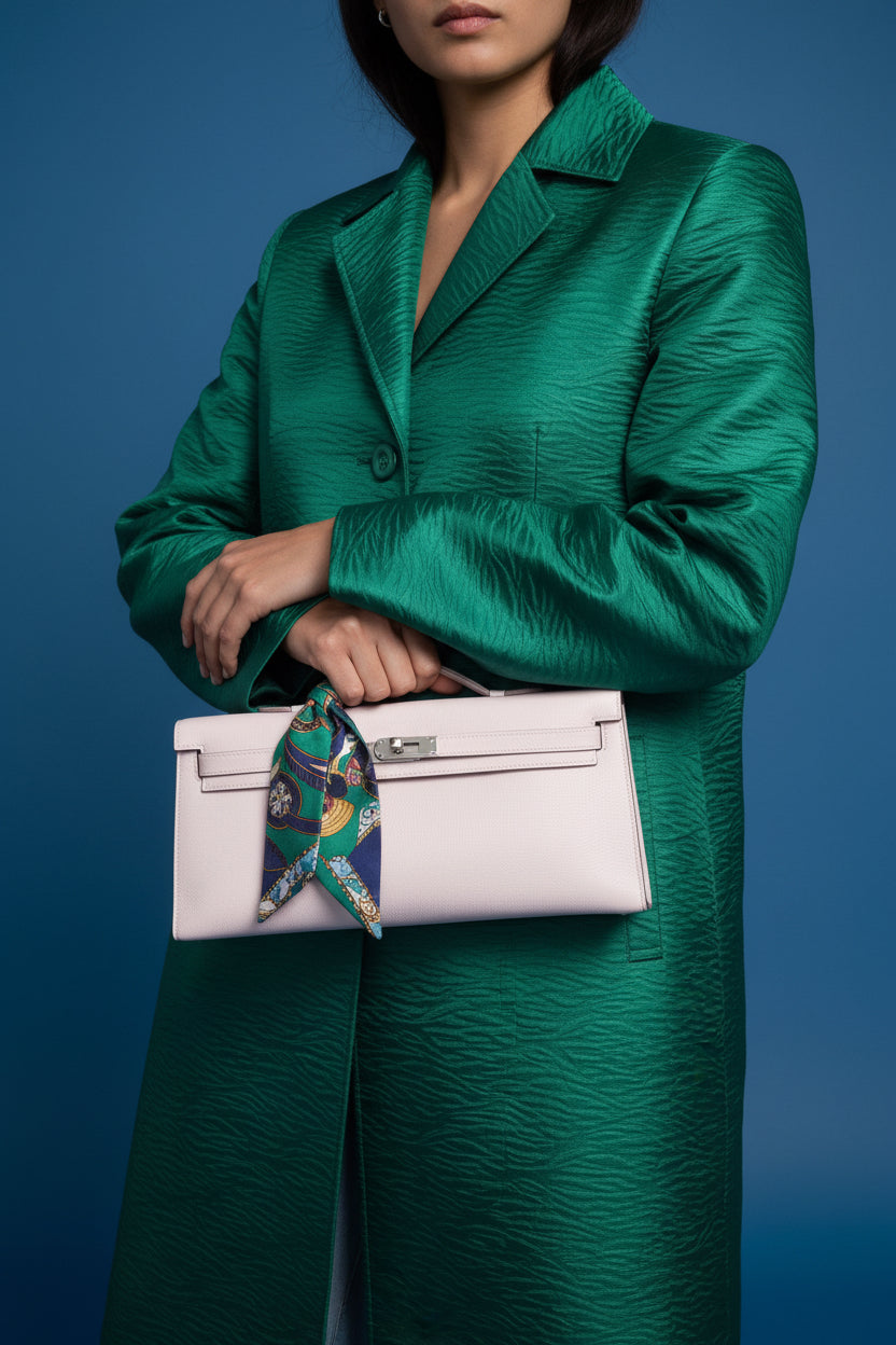 Hermès Kelly Longue Rose Dragee Evergrain with Palladium Hardware
