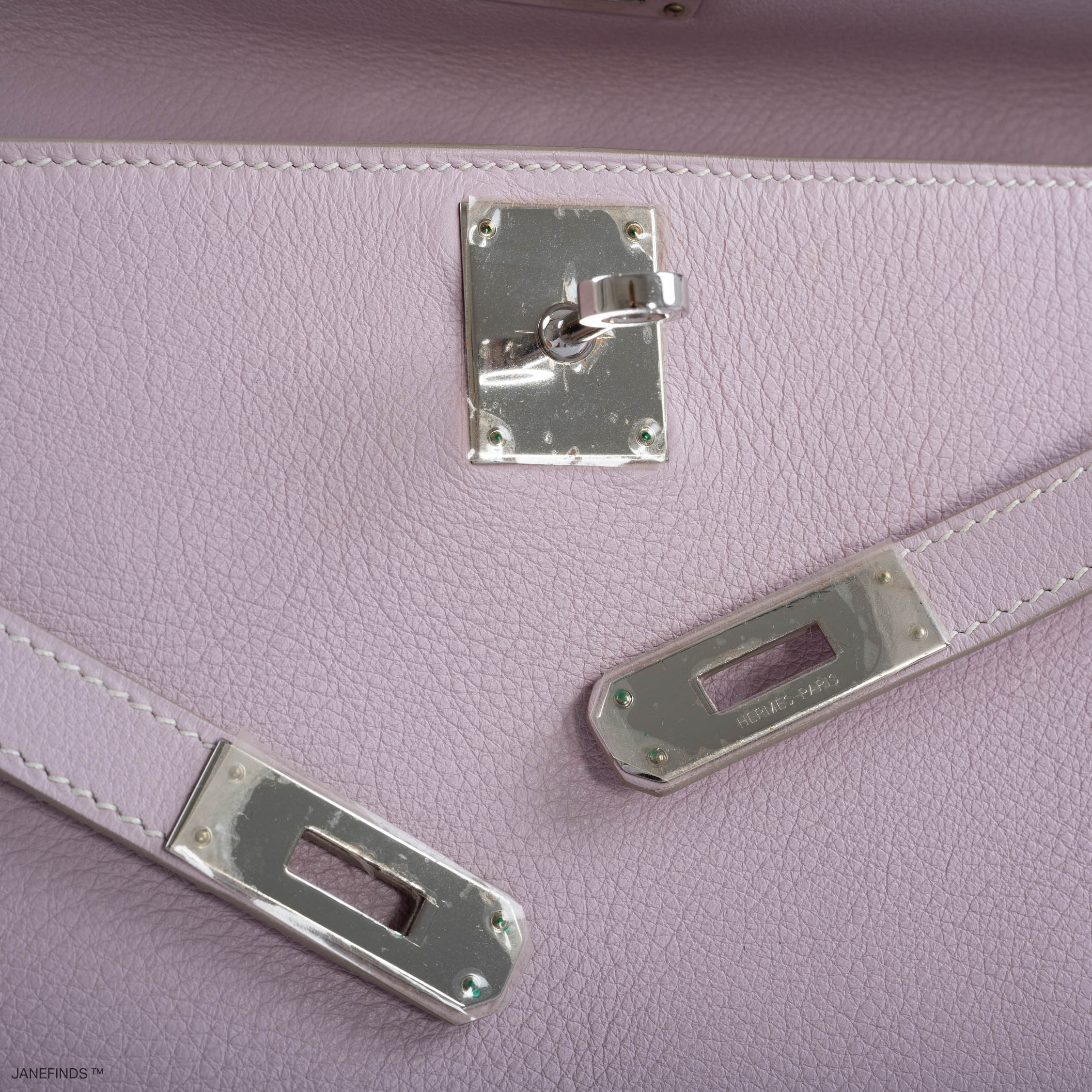 Hermès Kelly Longue Rose Dragee Evergrain with Palladium Hardware