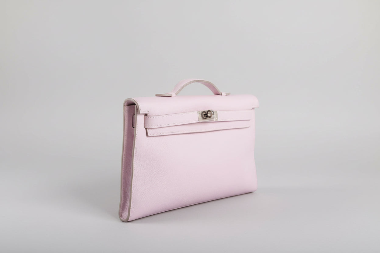 Hermès Kelly Longue Rose Dragee Evergrain with Palladium Hardware