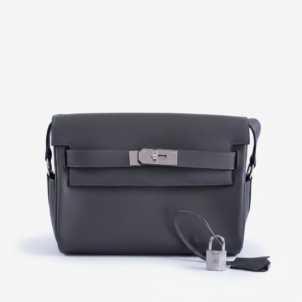 Hermès Kelly Messenger PM in Gris Misty Evercolor Palladium Hardware