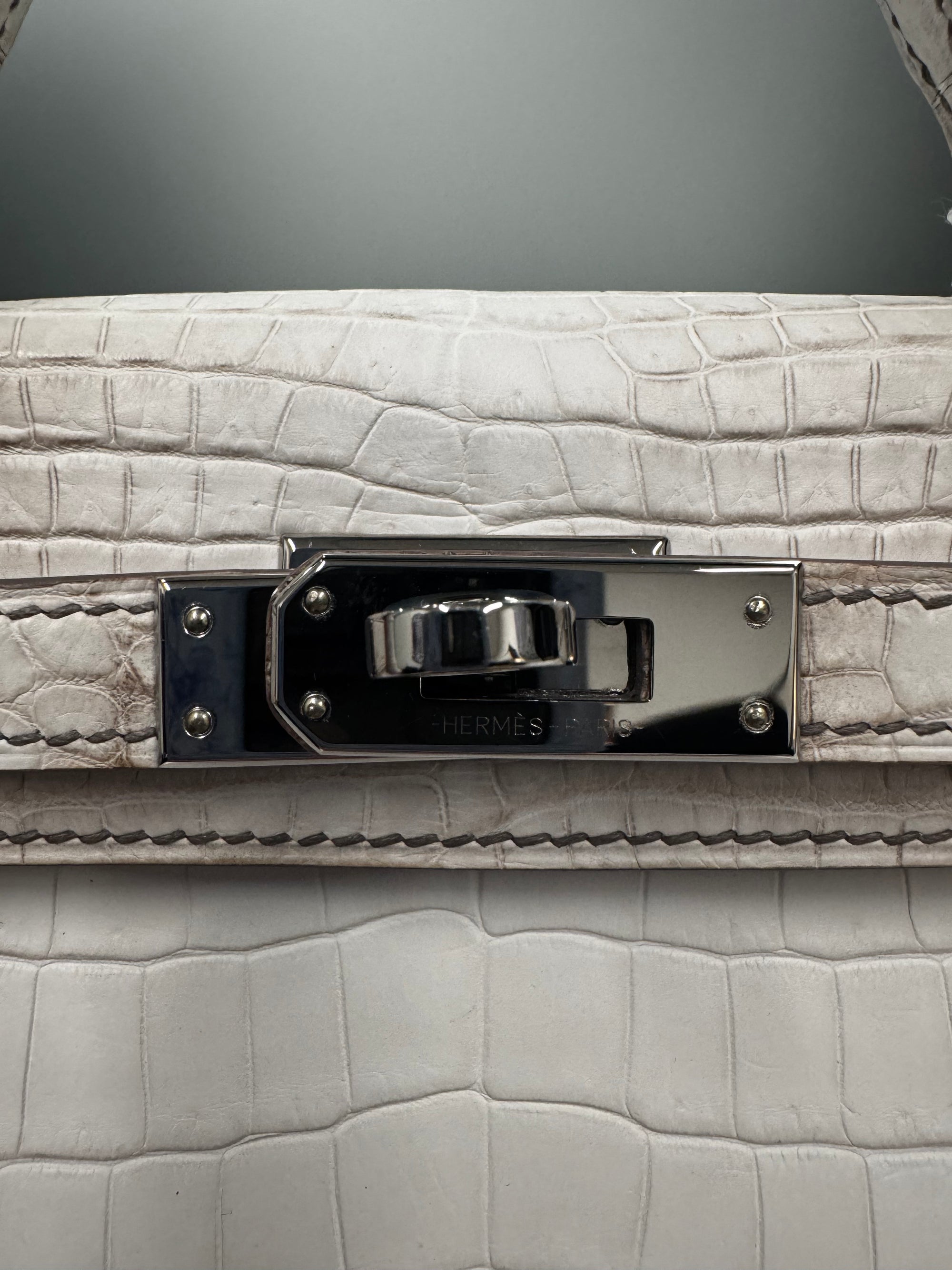Hermès Kelly Mini II Sellier Himalayan Niloticus Crocodile Palladium Hardware