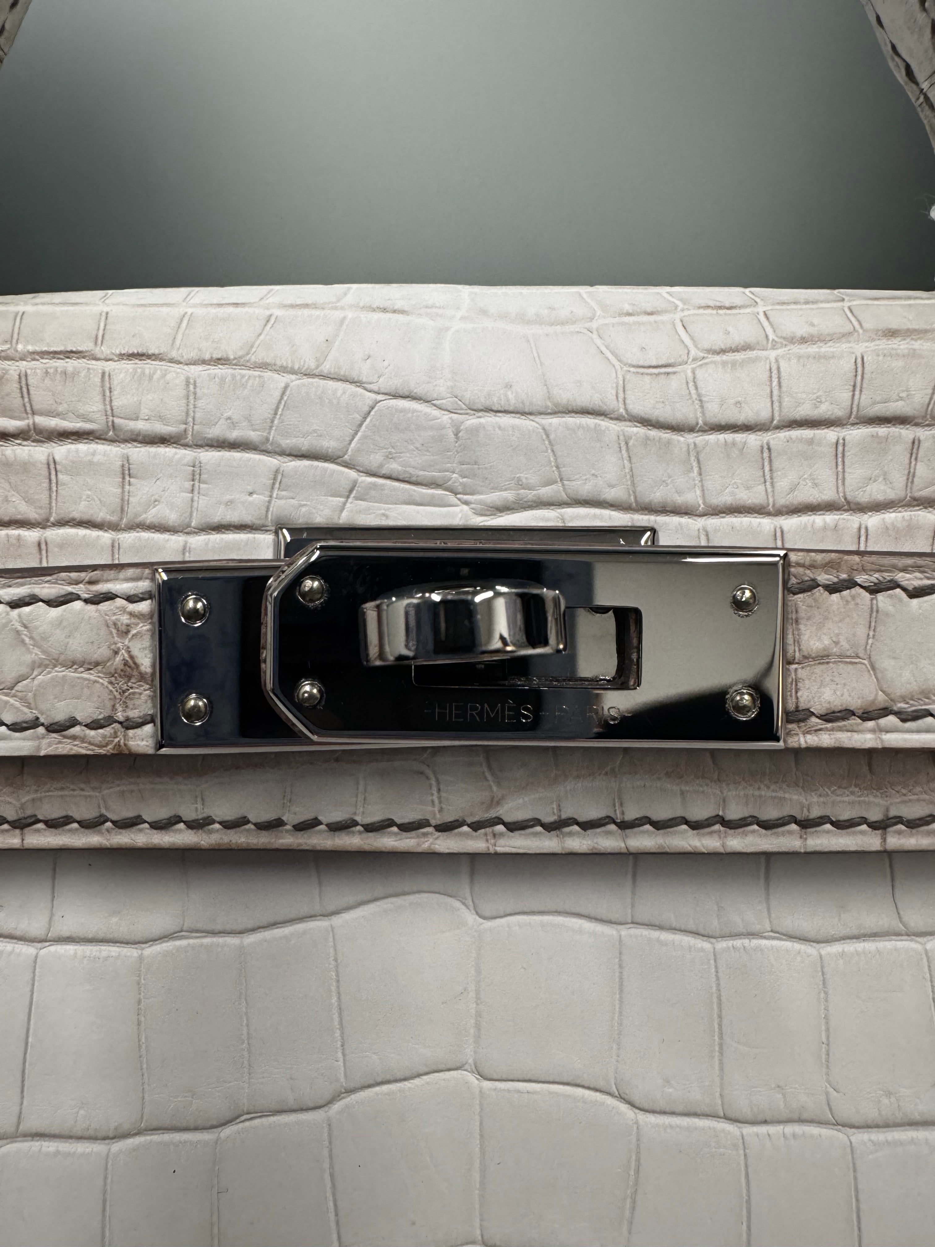 Hermès Kelly Mini II Sellier Himalayan Niloticus Crocodile Palladium Hardware