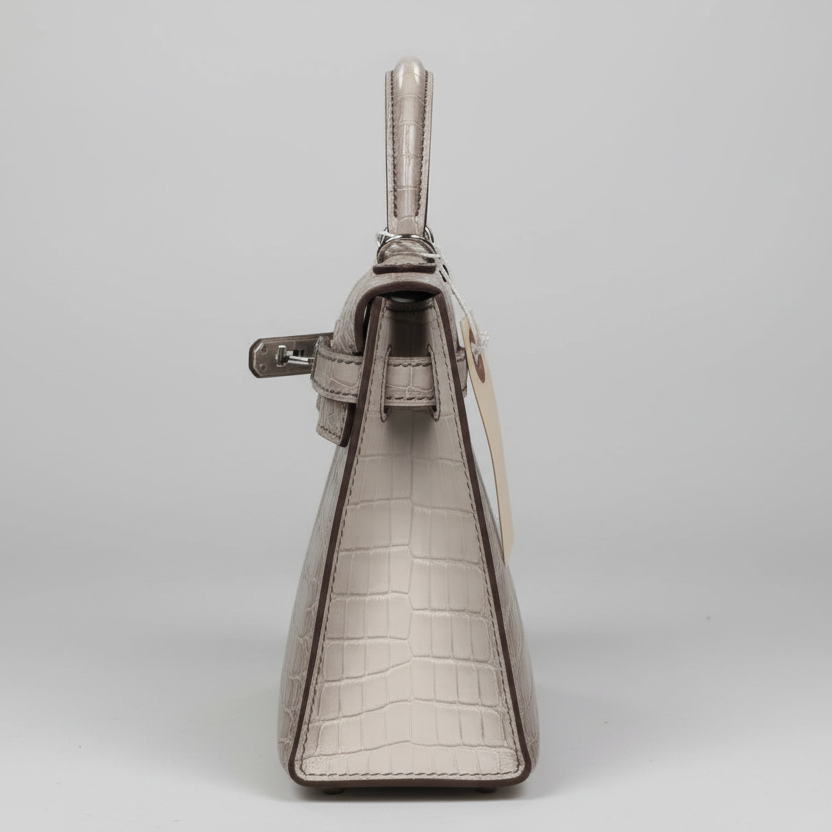 Hermès Kelly Mini II Sellier Himalayan Niloticus Crocodile Palladium Hardware