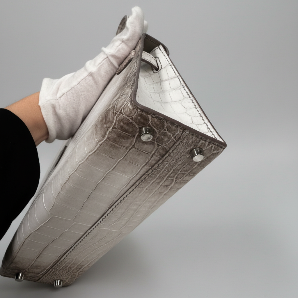 Hermès Kelly Mini II Sellier Himalayan Niloticus Crocodile Palladium Hardware