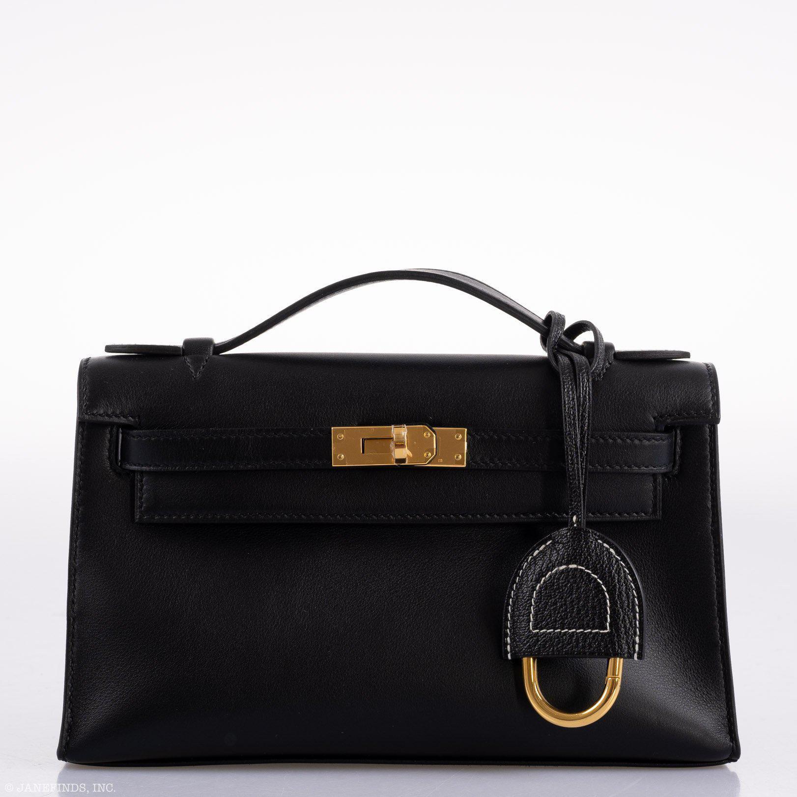 Hermès Kelly Mini Pochette Black Swift Gold Hardware