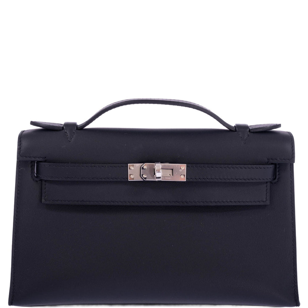 Hermès Kelly Mini Pochette Black Swift Palladium Hardware