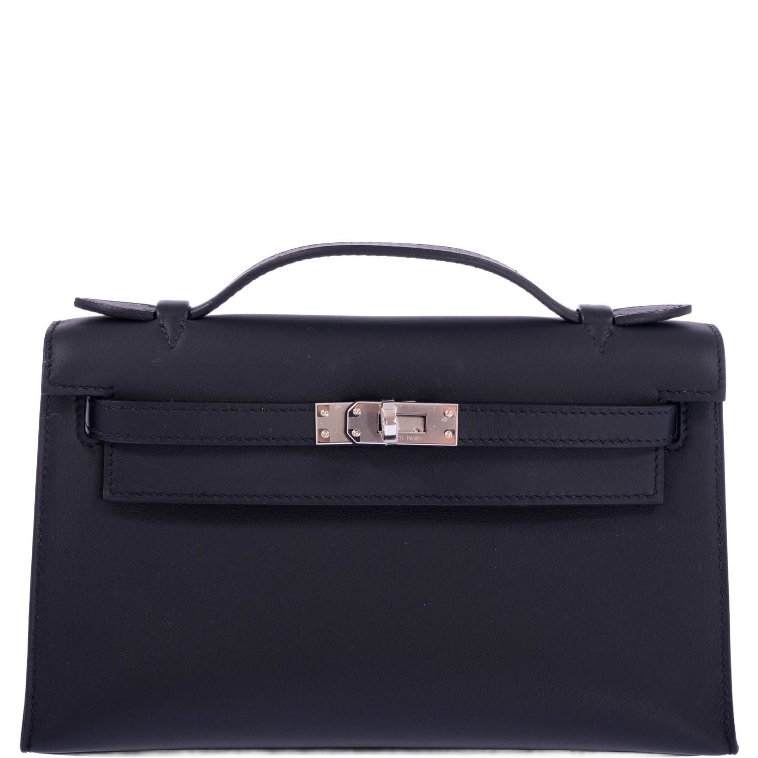 Hermès Kelly Mini Pochette Black Swift Palladium Hardware