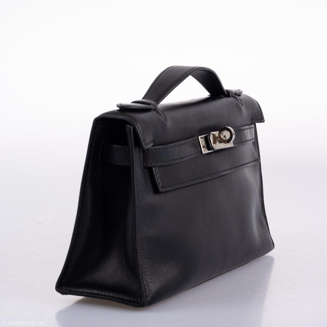 Hermès Kelly Mini Pochette Black Swift with Palladium Hardware