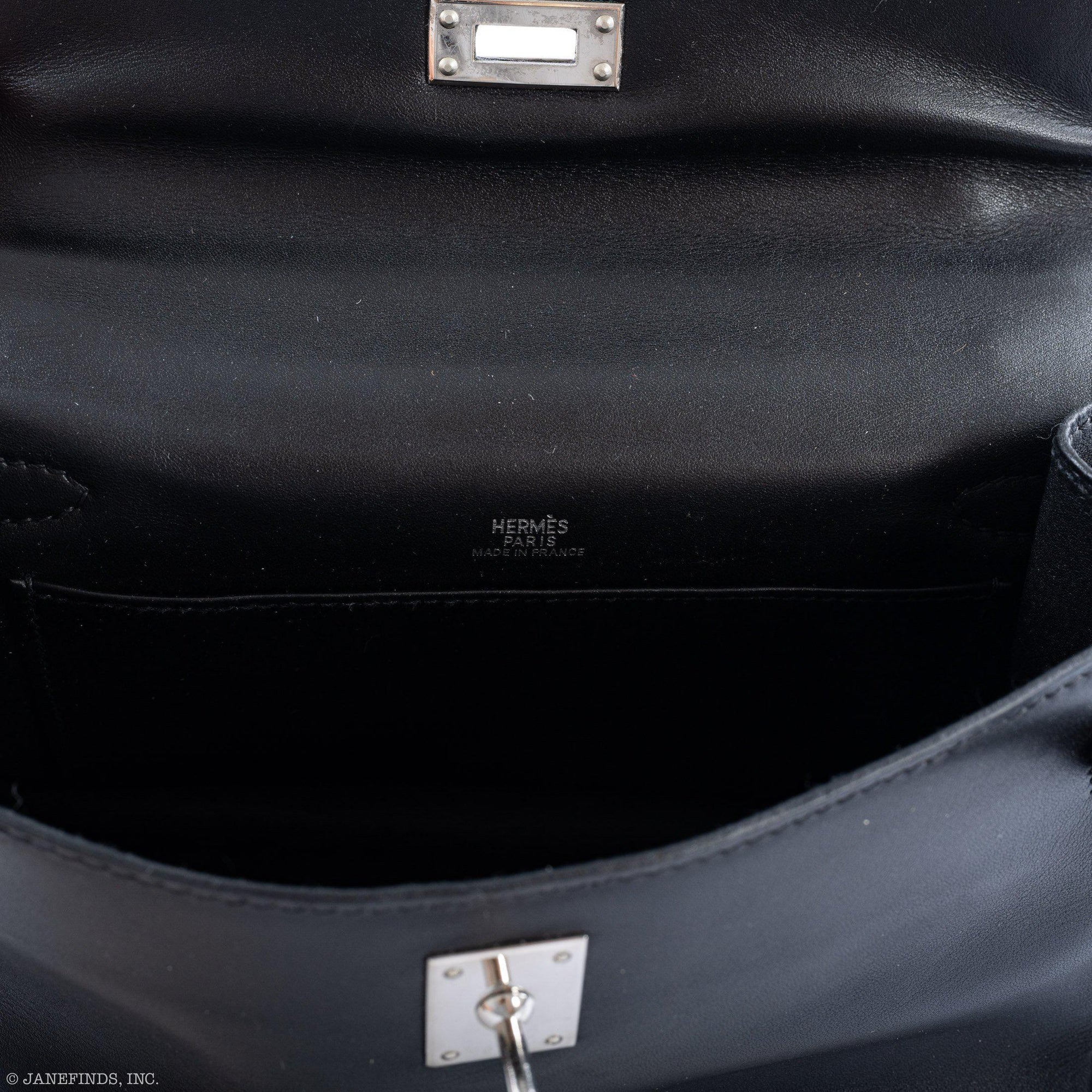 Hermès Kelly Mini Pochette Black Swift with Palladium Hardware