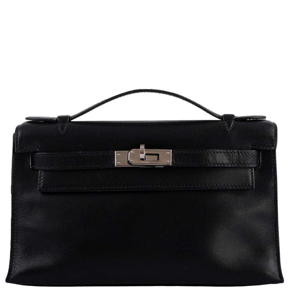 Hermès Kelly Mini Pochette Black Swift with Palladium Hardware