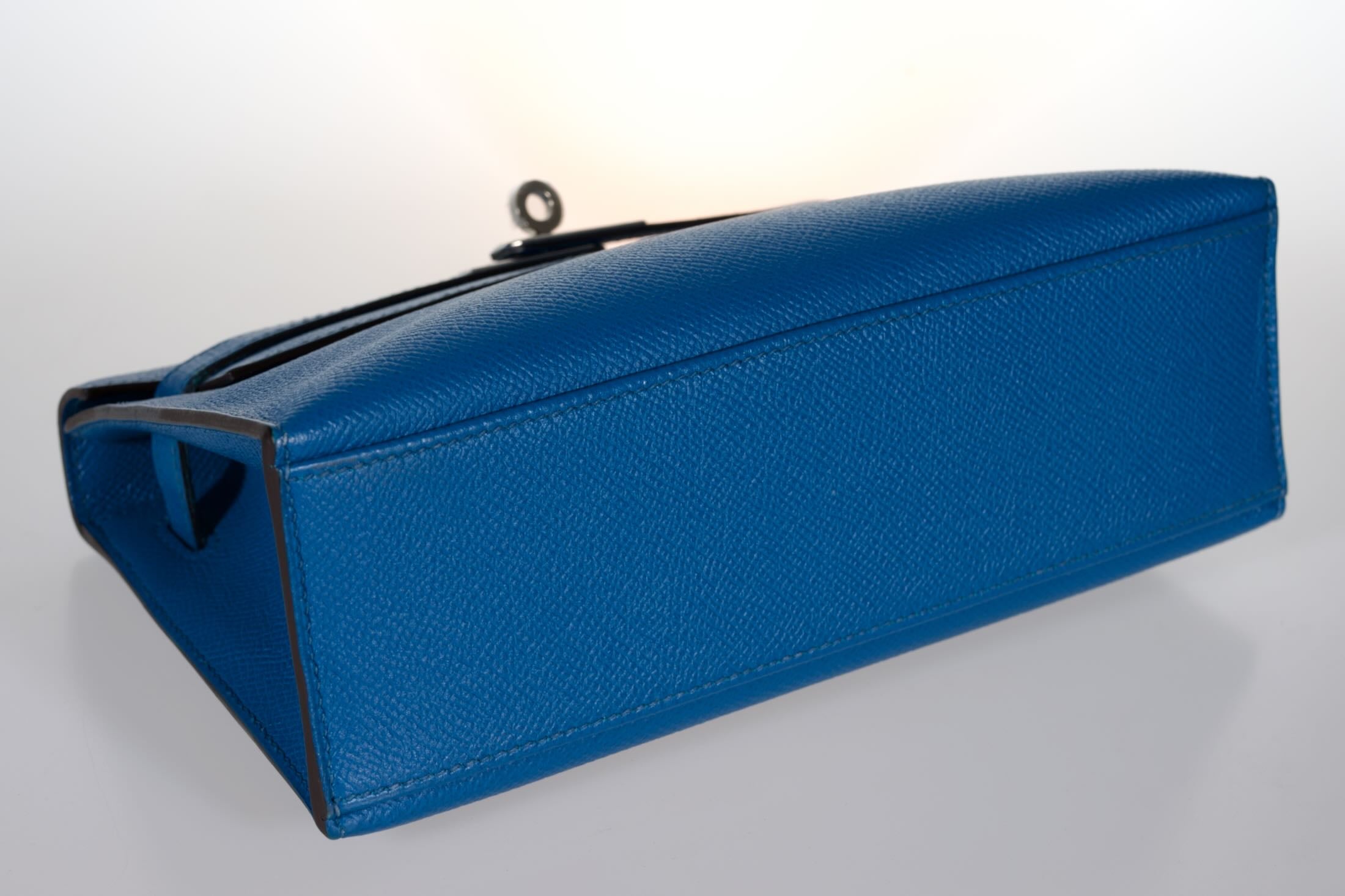 Hermès Kelly Mini Pochette Bleu Izmir Epsom Palladium Hardware
