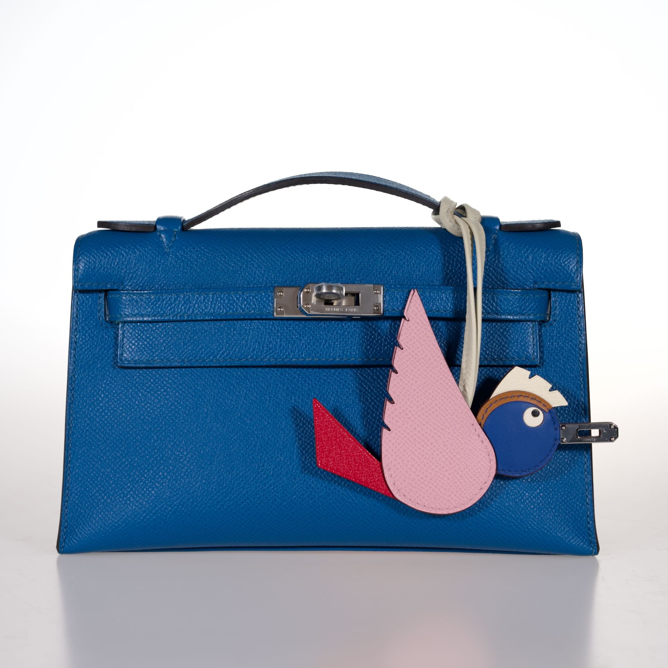 Hermès Kelly Mini Pochette Bleu Izmir Epsom Palladium Hardware