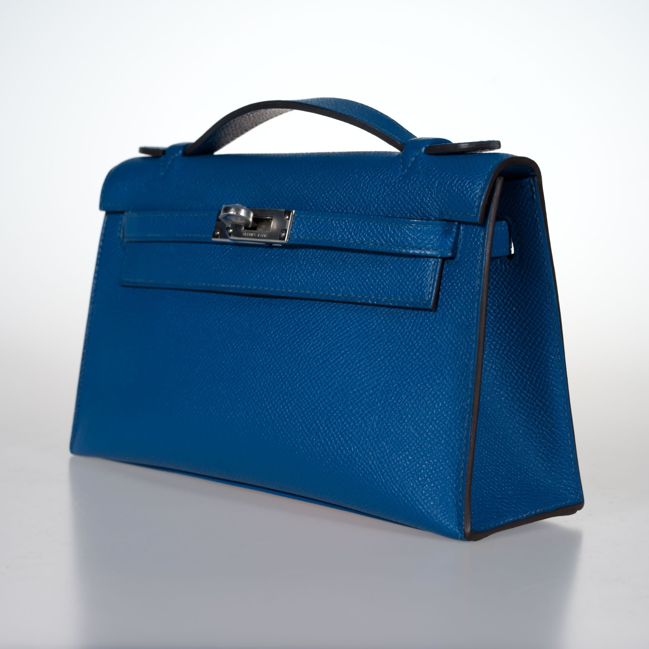 Hermès Kelly Mini Pochette Bleu Izmir Epsom Palladium Hardware