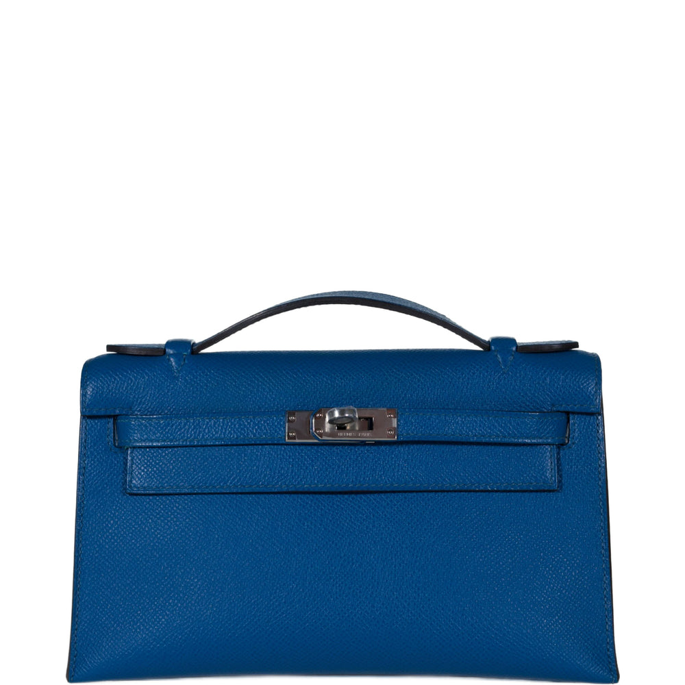 Hermès Kelly Mini Pochette Bleu Izmir Epsom Palladium Hardware
