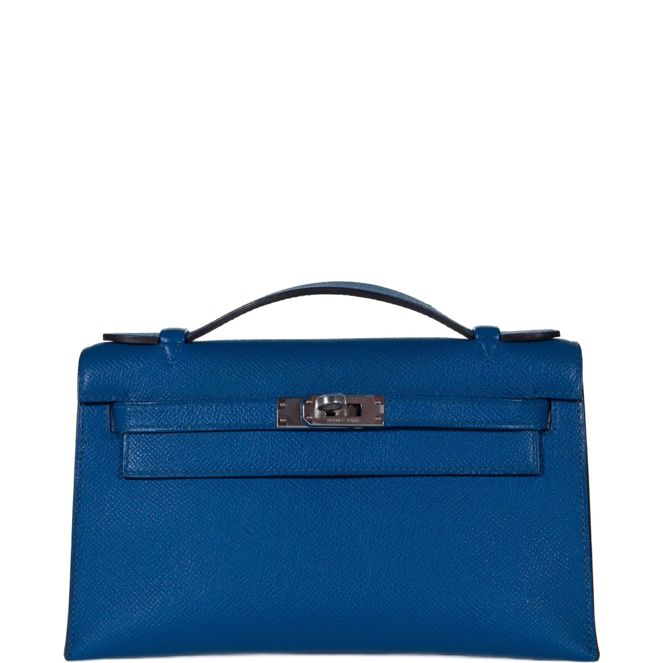 Hermès Kelly Mini Pochette Bleu Izmir Epsom Palladium Hardware