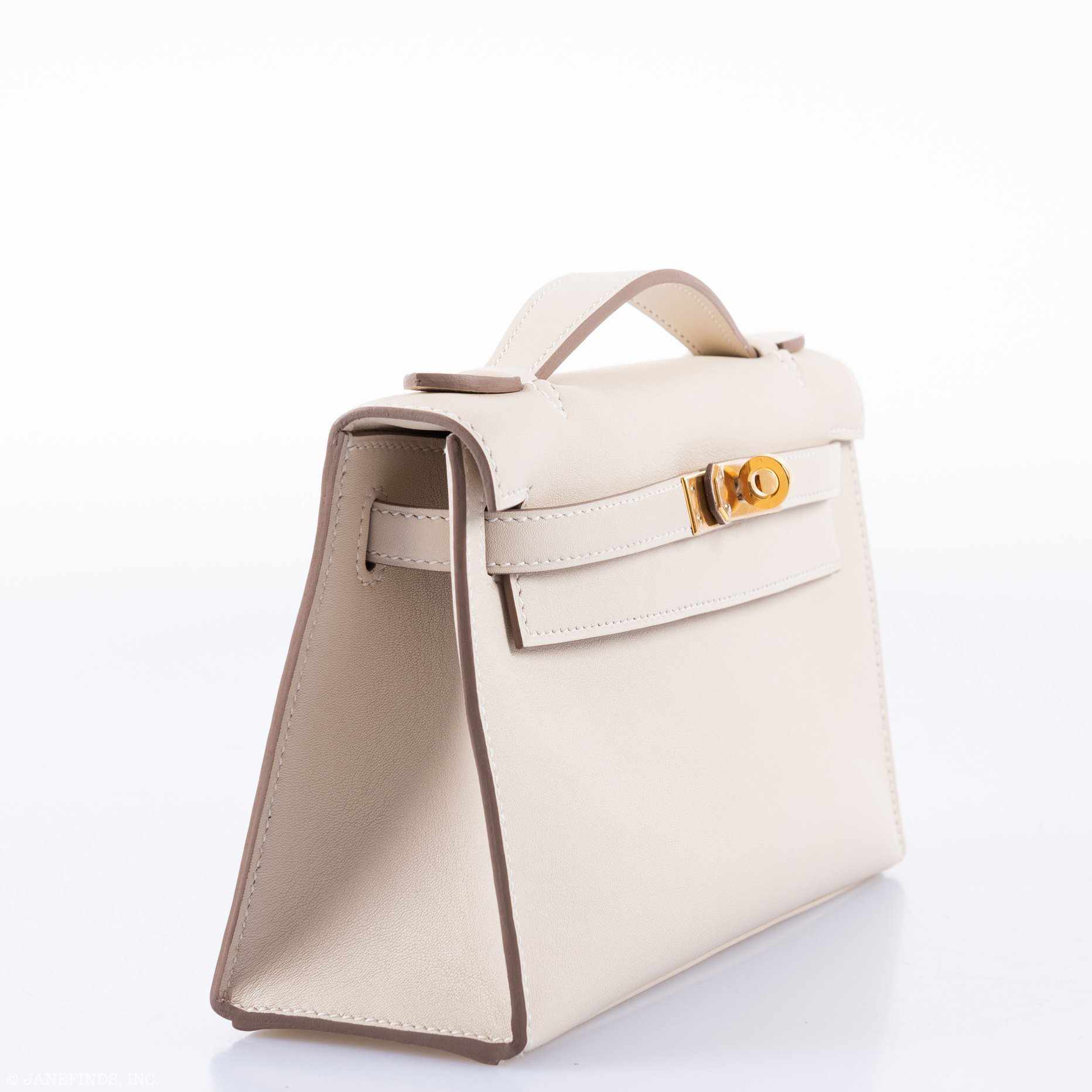 Hermès Kelly Mini Pochette Craie Swift leather Gold Hardware