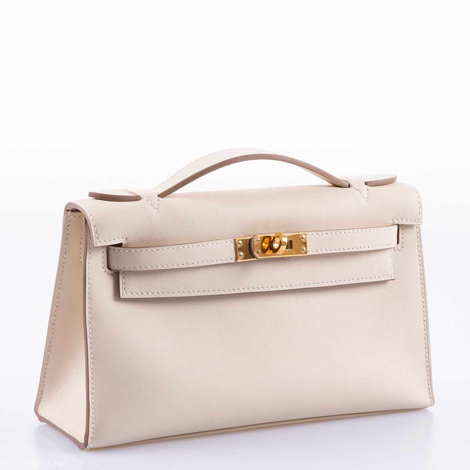 Hermès Kelly Mini Pochette Craie Swift leather Gold Hardware