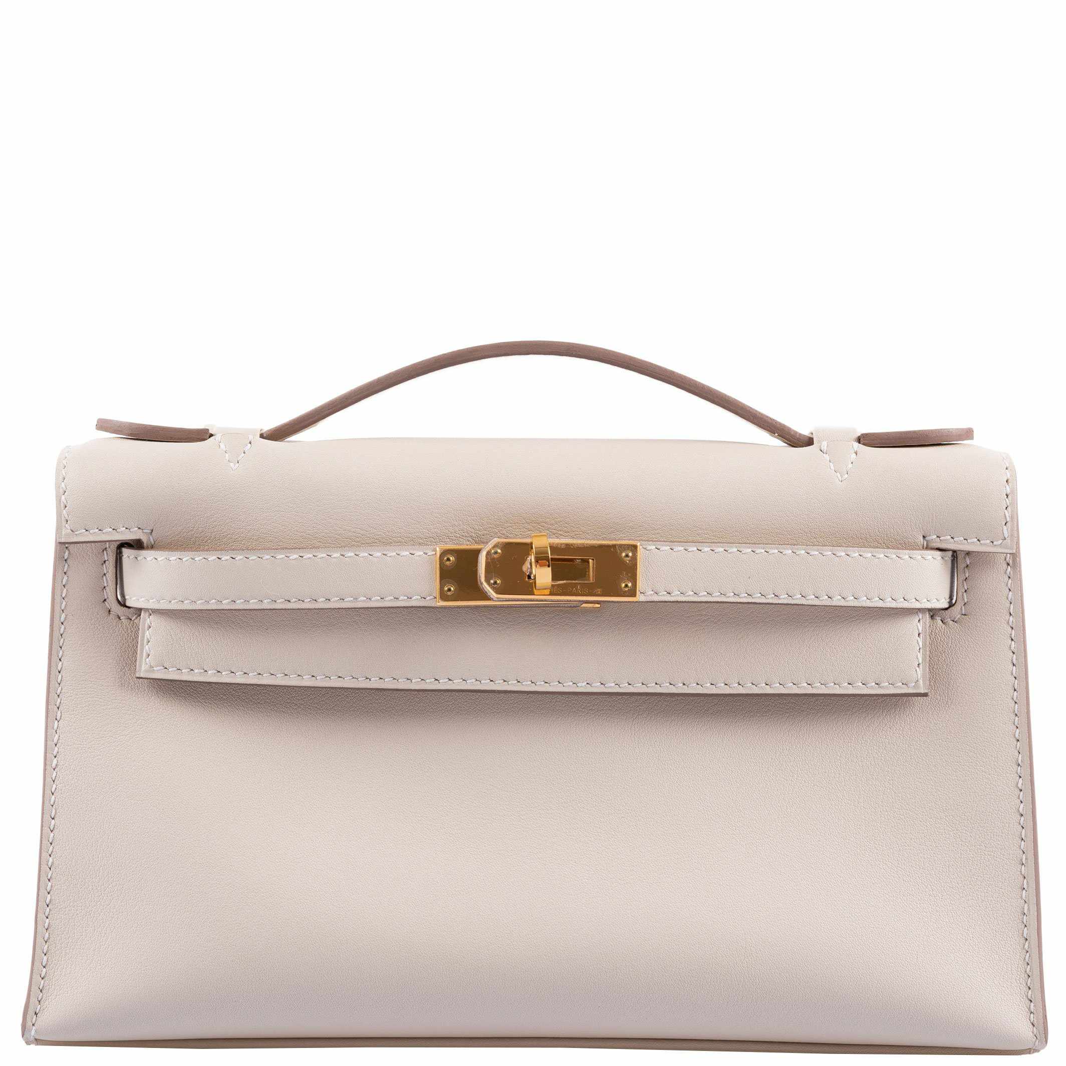 Hermès Kelly Mini Pochette Craie Swift leather Gold Hardware