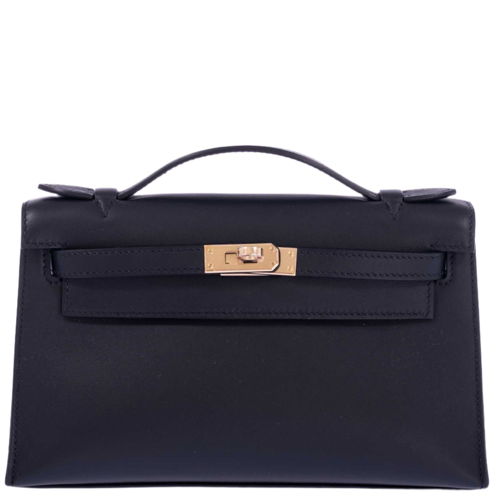 Hermès Kelly Mini Pochette Noir Swift Permabrass Hardware